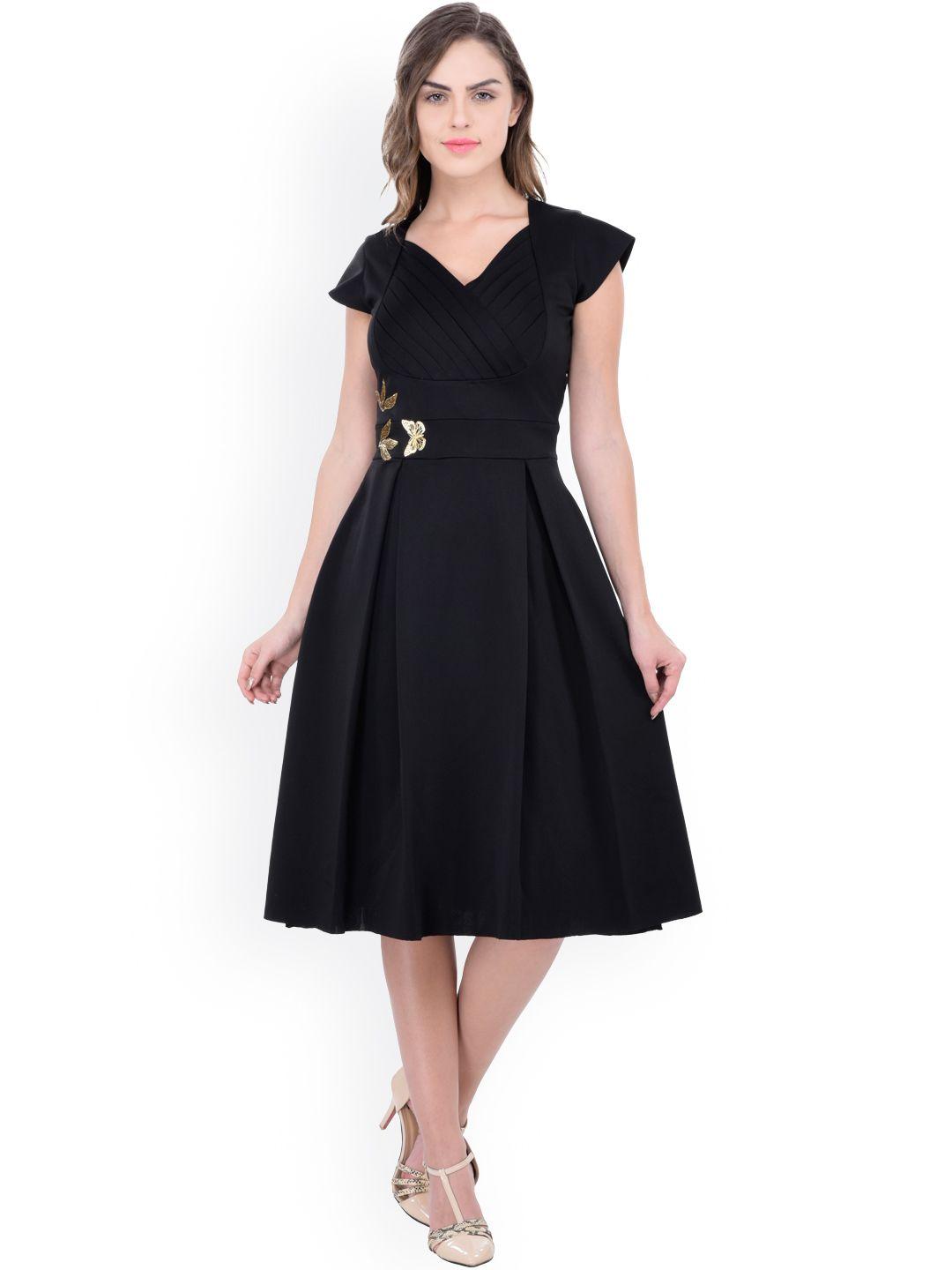 athena women black fit & flare dress