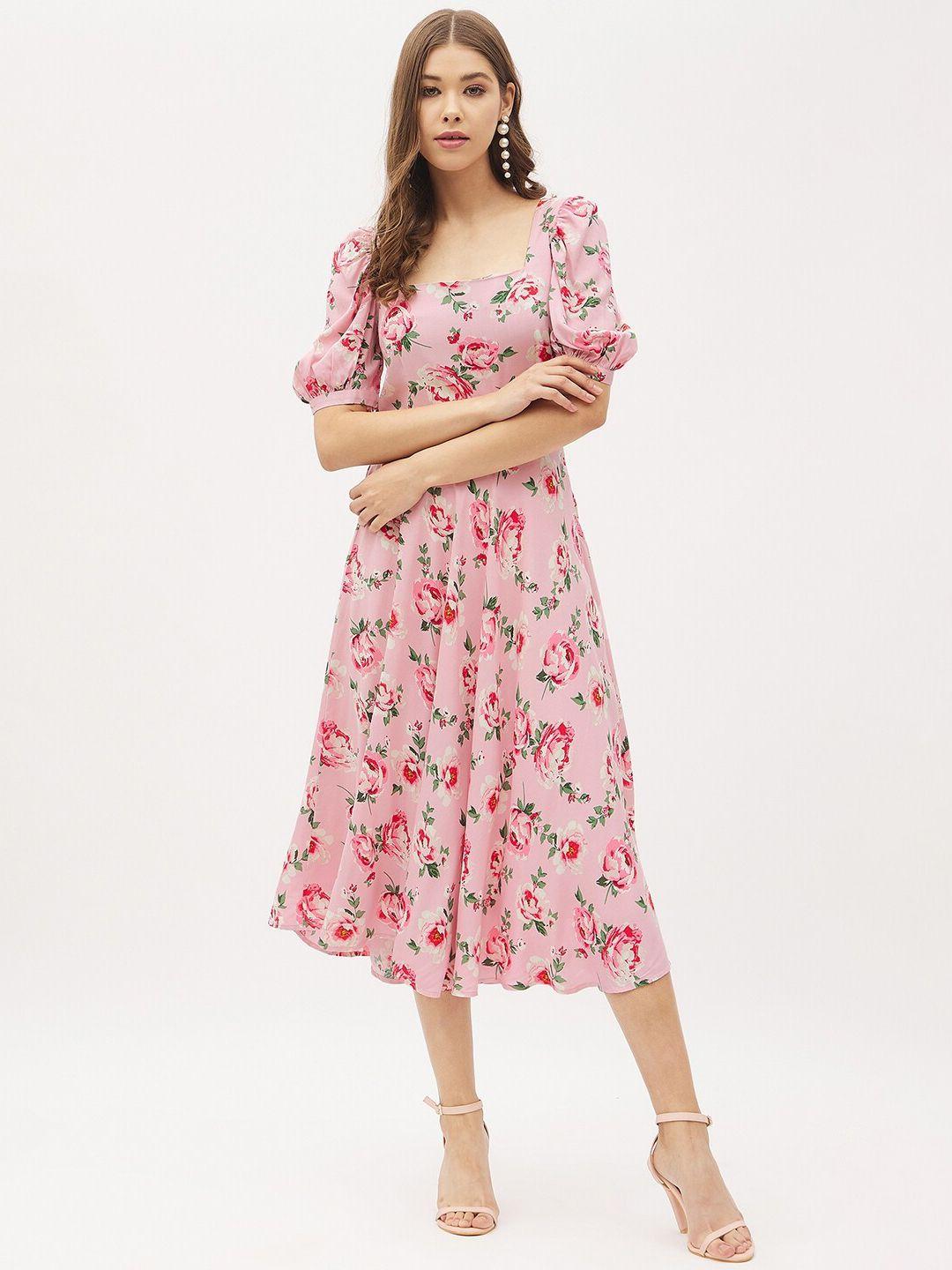 harpa pink floral midi dress