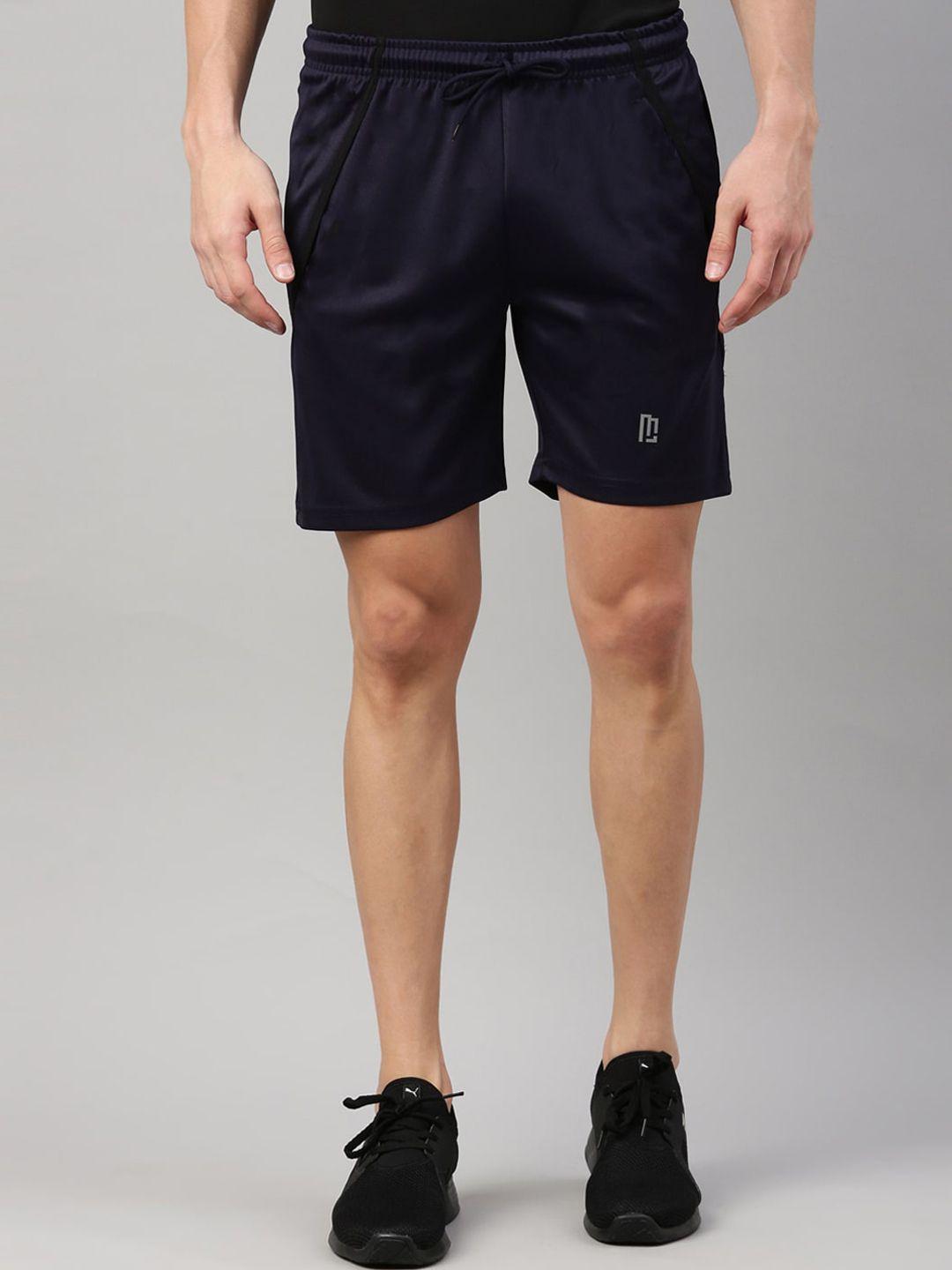 maniac men navy blue slim fit running sports shorts