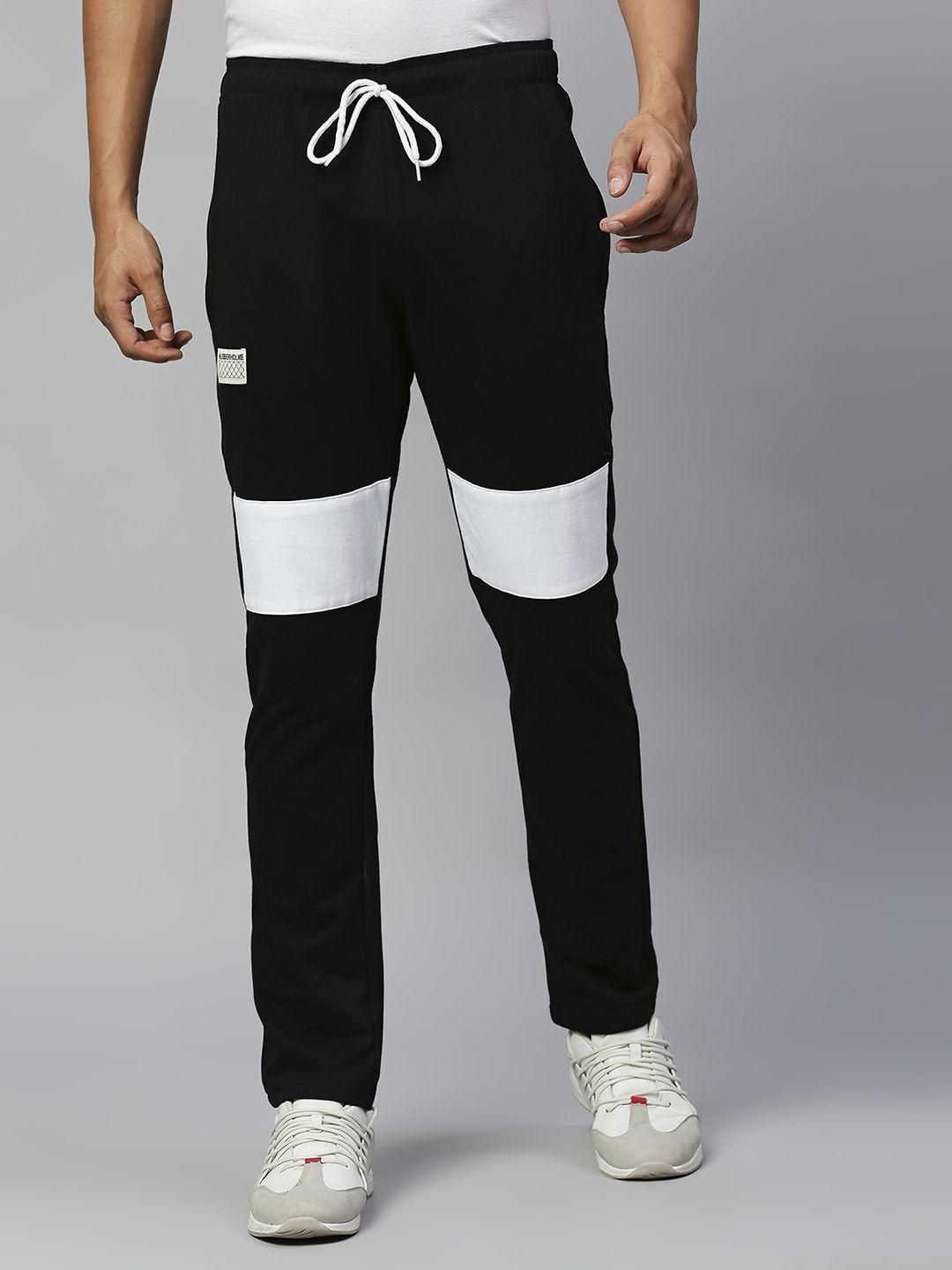 hubberholme black printed detail slim track pants