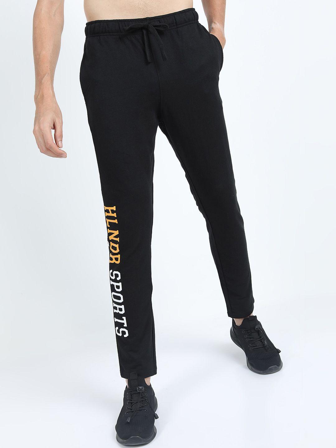 highlander men black solid slim-fit track pants