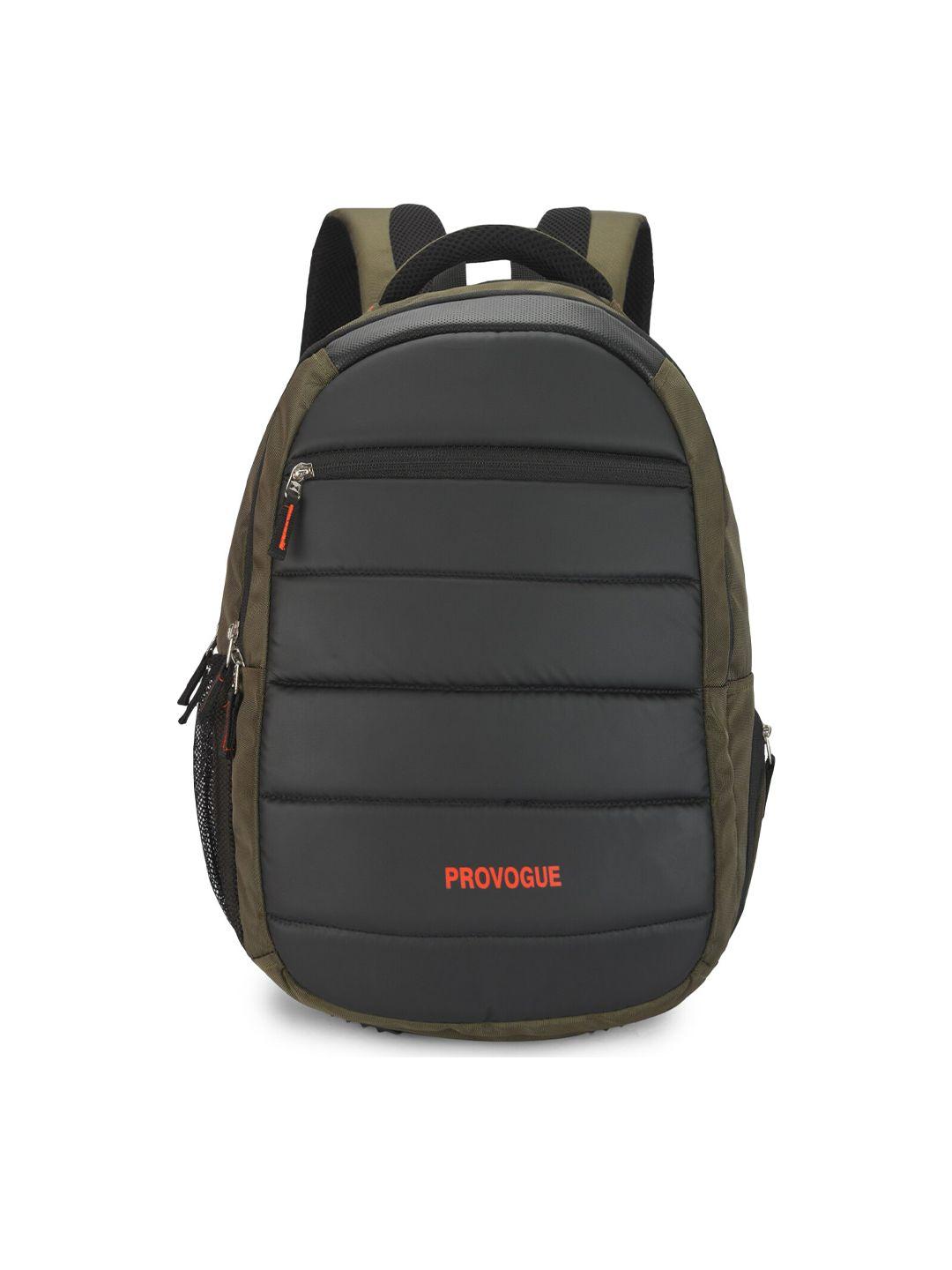 provogue unisex olive green & black brand logo backpack with reflective strip