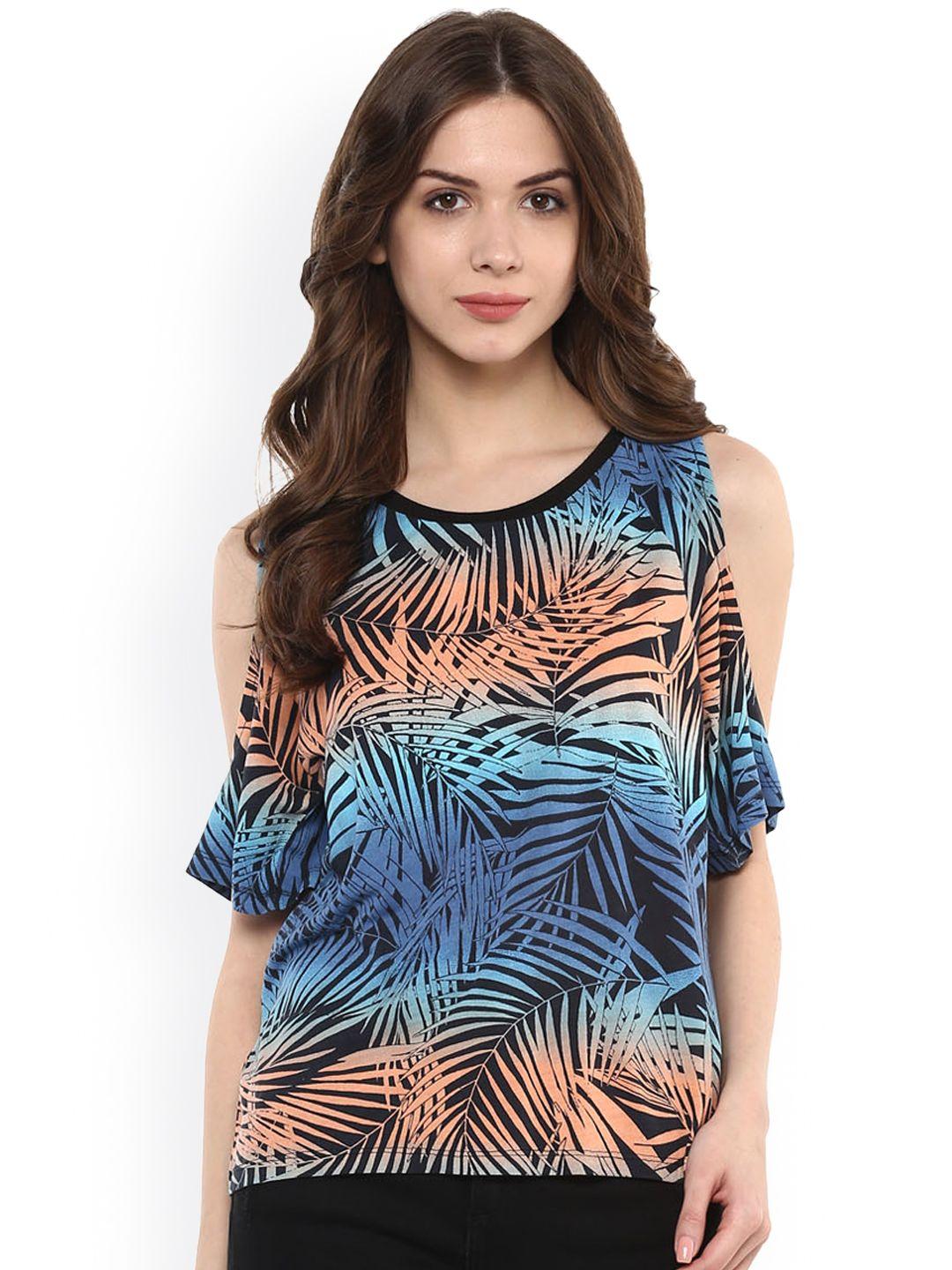 harpa multicoloured printed cold-shoulder top