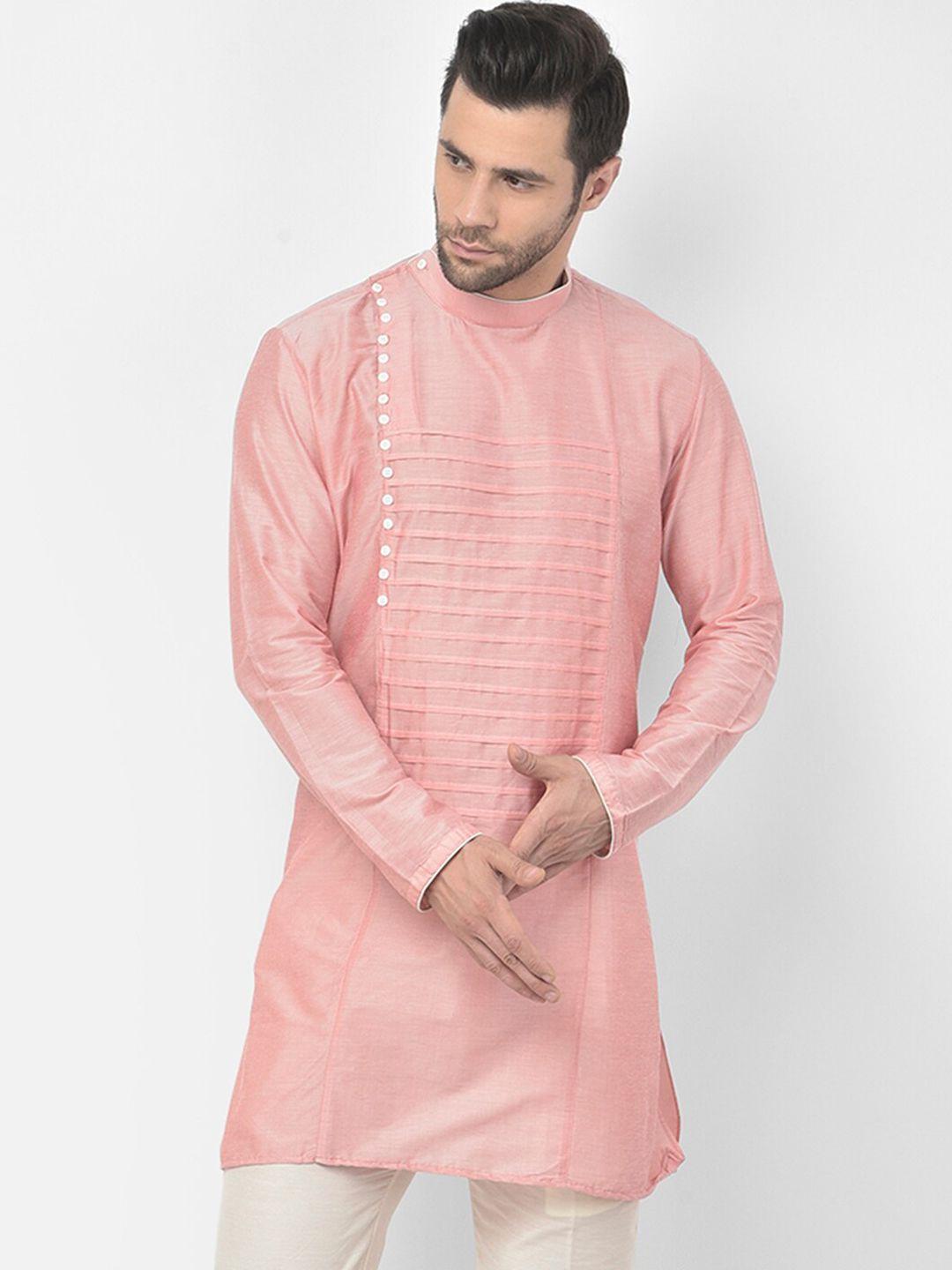 deyann men peach-coloured & cream-coloured kurta with trousers