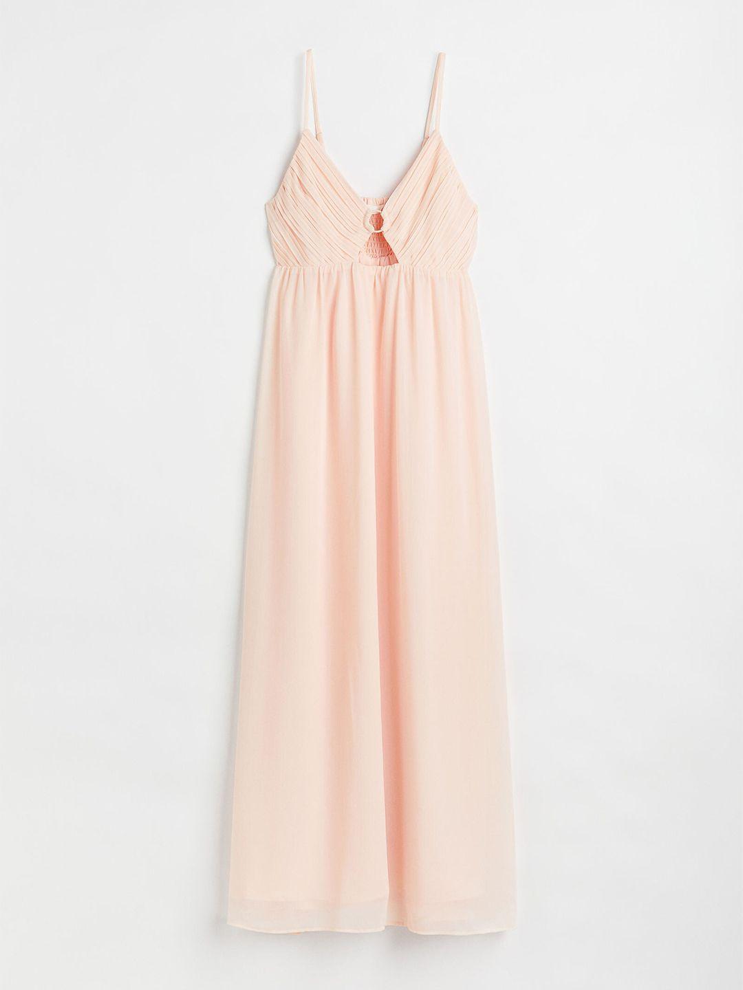 h&m women pink solid chiffon slip dress