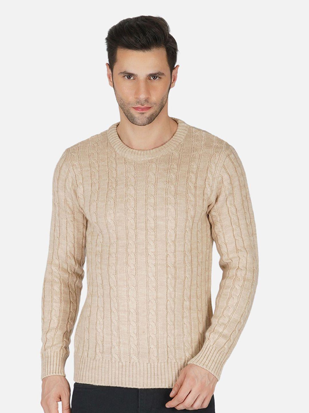 joe hazel men beige cable knit acrylic pullover