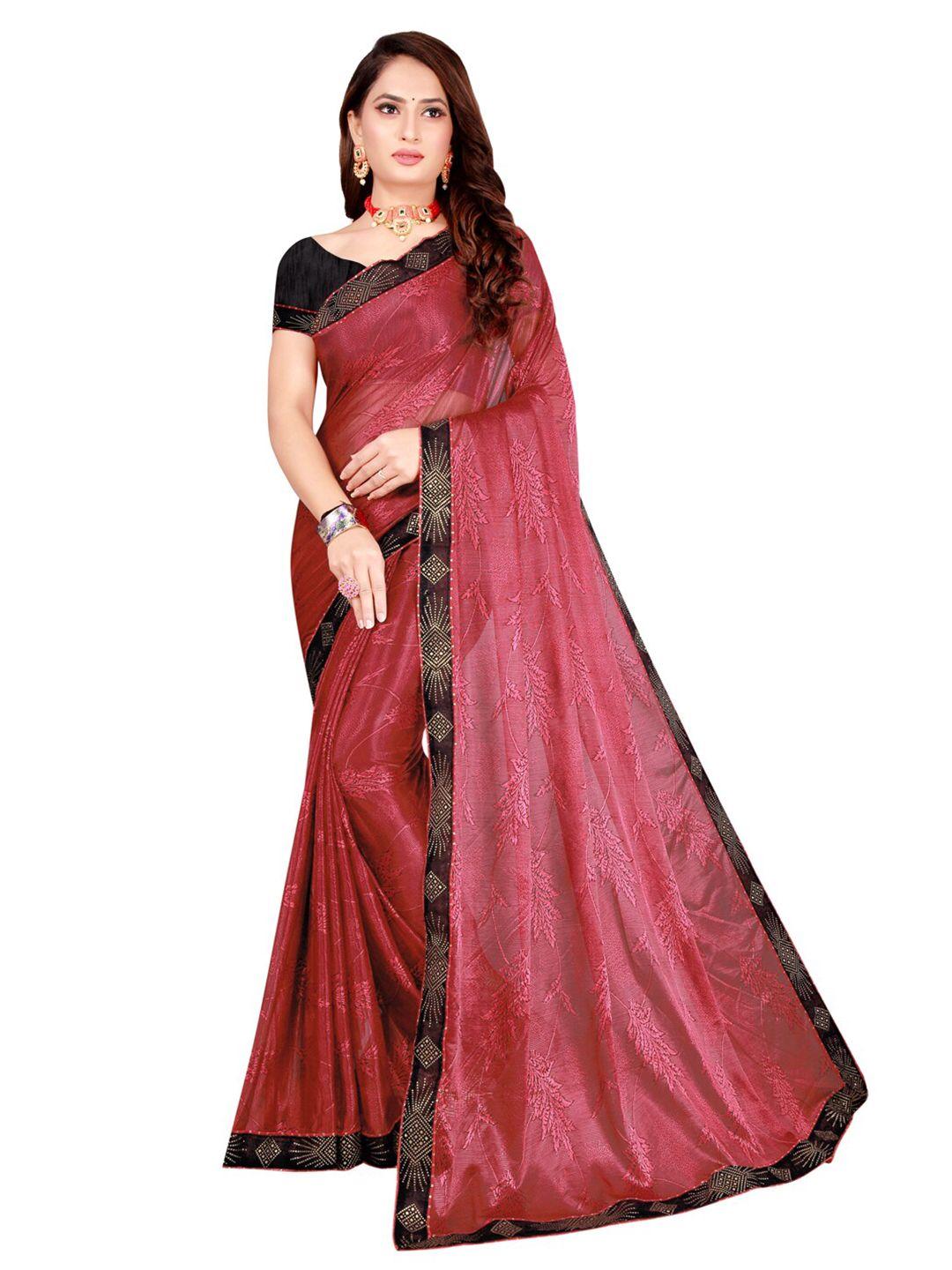 florence maroon & black floral art silk saree