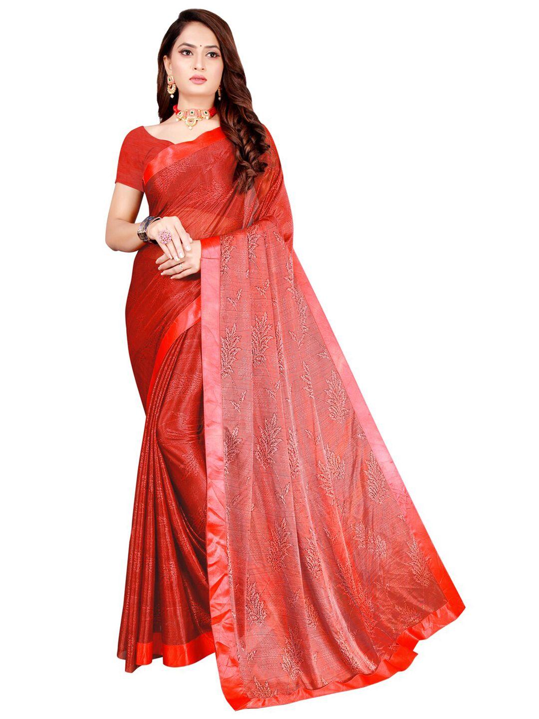 florence red floral art silk saree