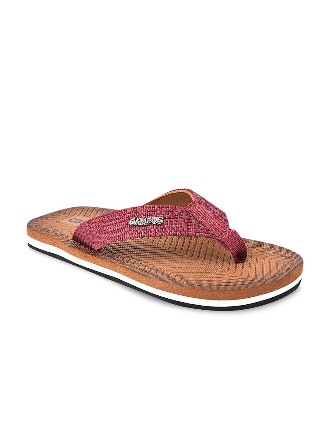 campus men tan & maroon thong flip-flops