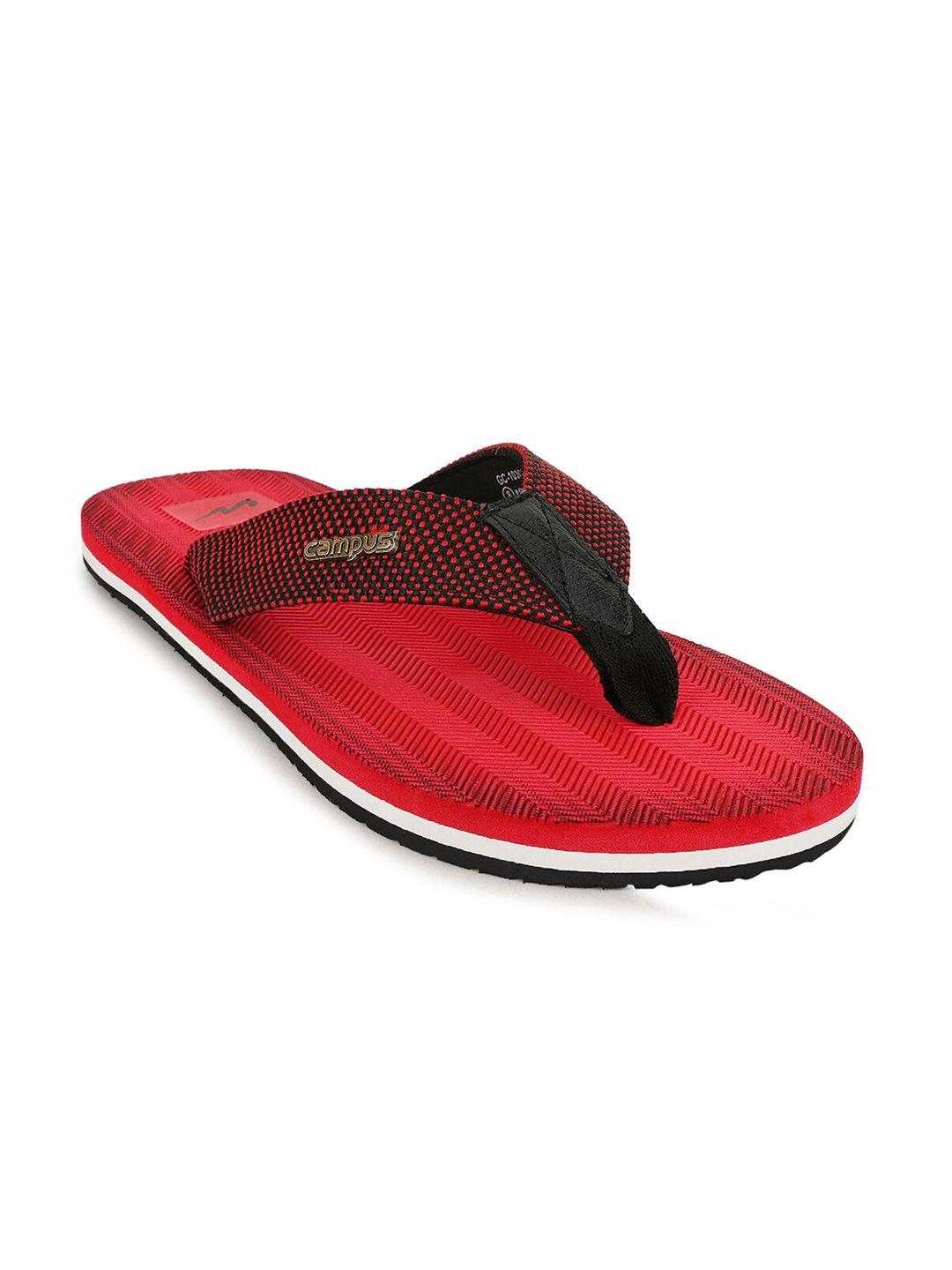 campus men red & black printed thong flip-flops