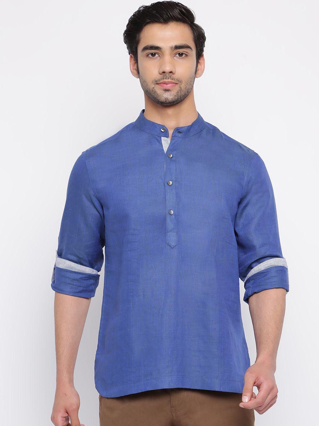 fabindia men blue solid kurta