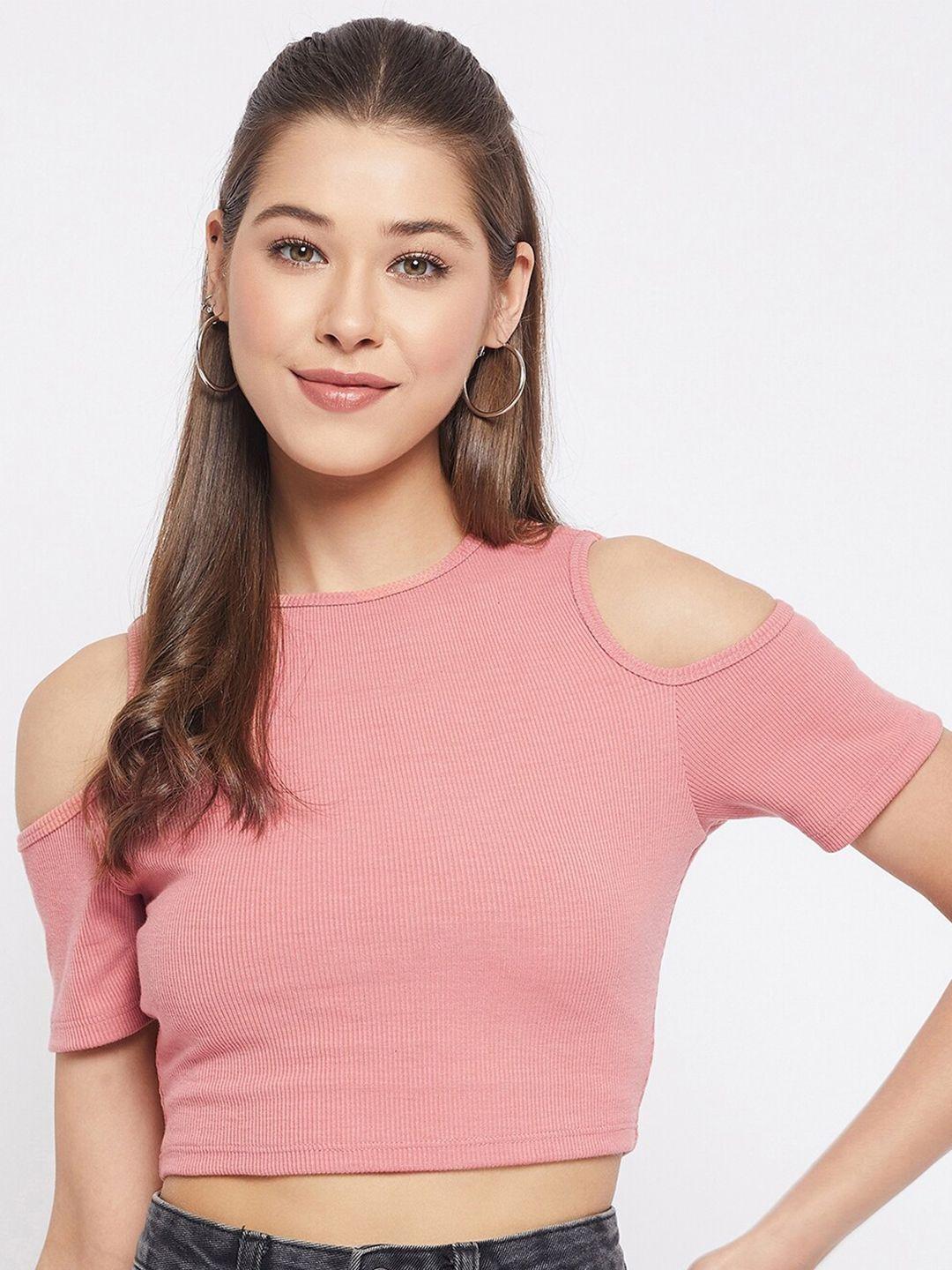 le bourgeois pink slim fit crop top