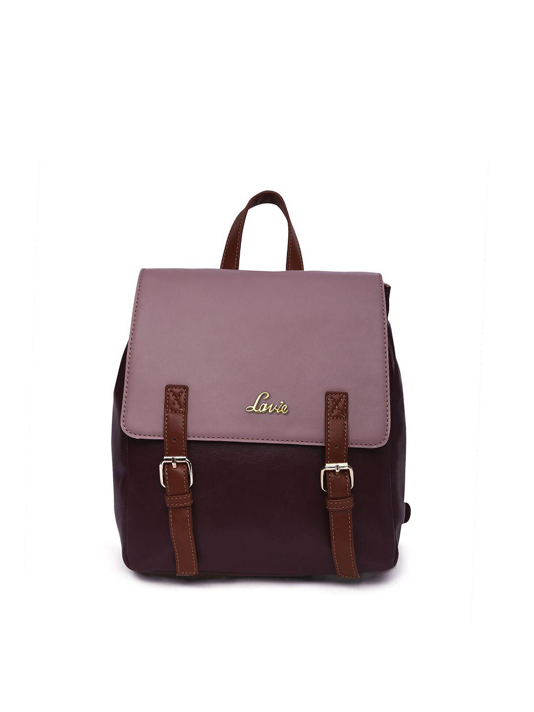 lavie oleo women mauve & maroon colourblocked backpack