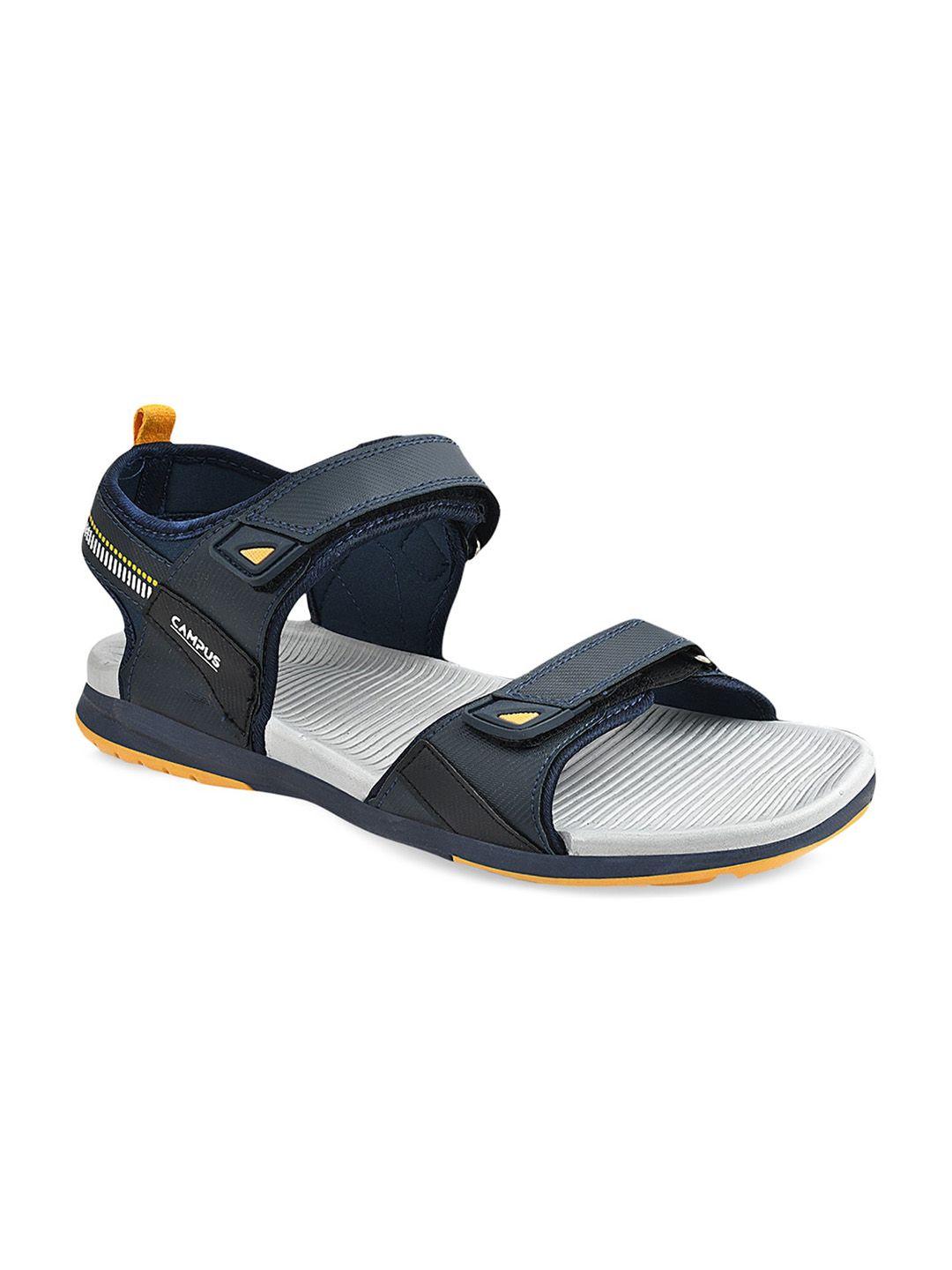 campus men navy blue patterned sports sandals