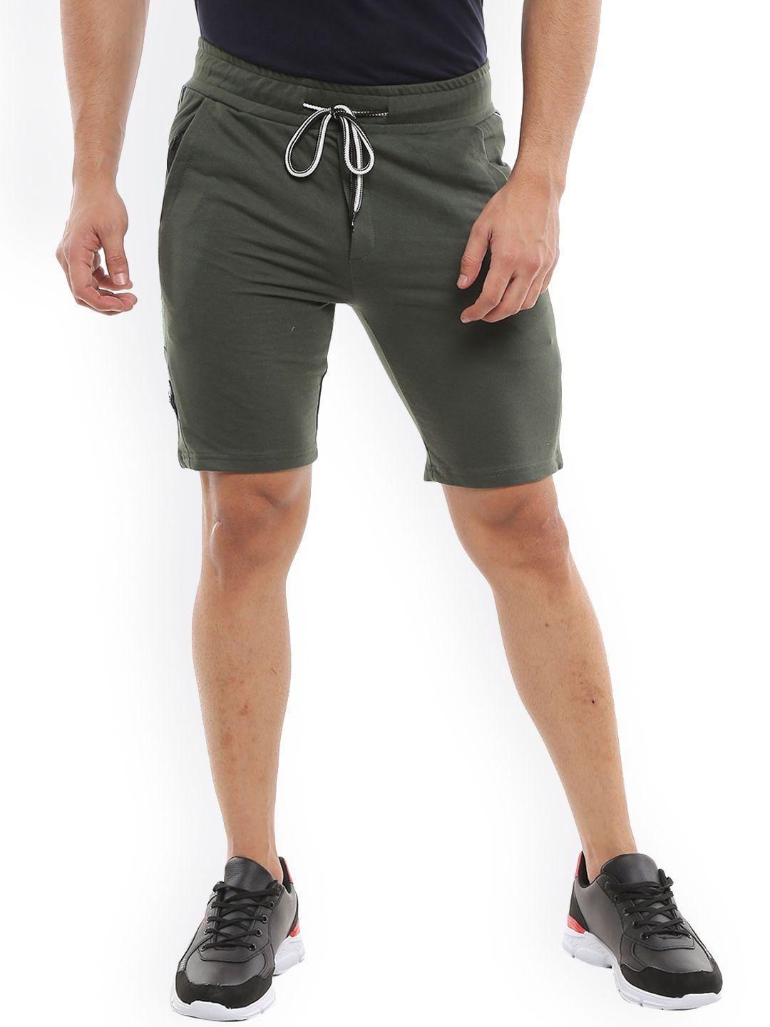 v-mart men olive green cotton sports shorts