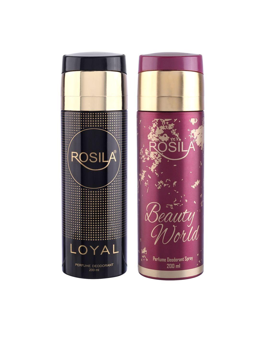 rosila set of beauty world & loyal perfume deodorant spray 200 ml each