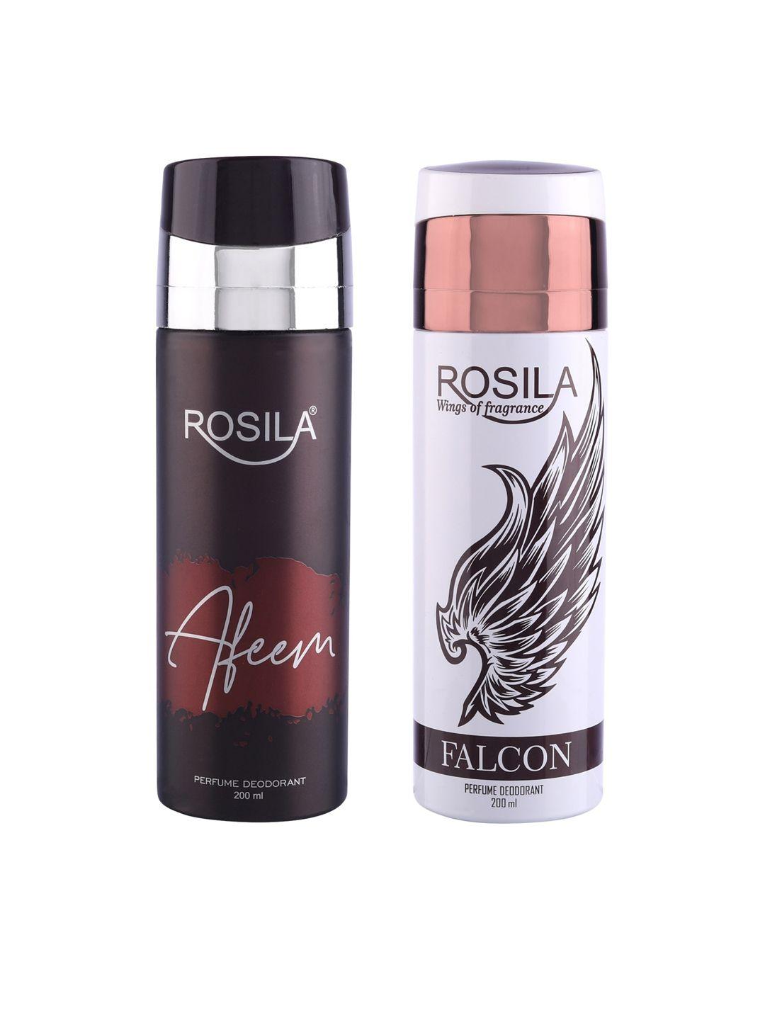 rosila set of afeem & falcon perfume deodorant body spray 400 ml each