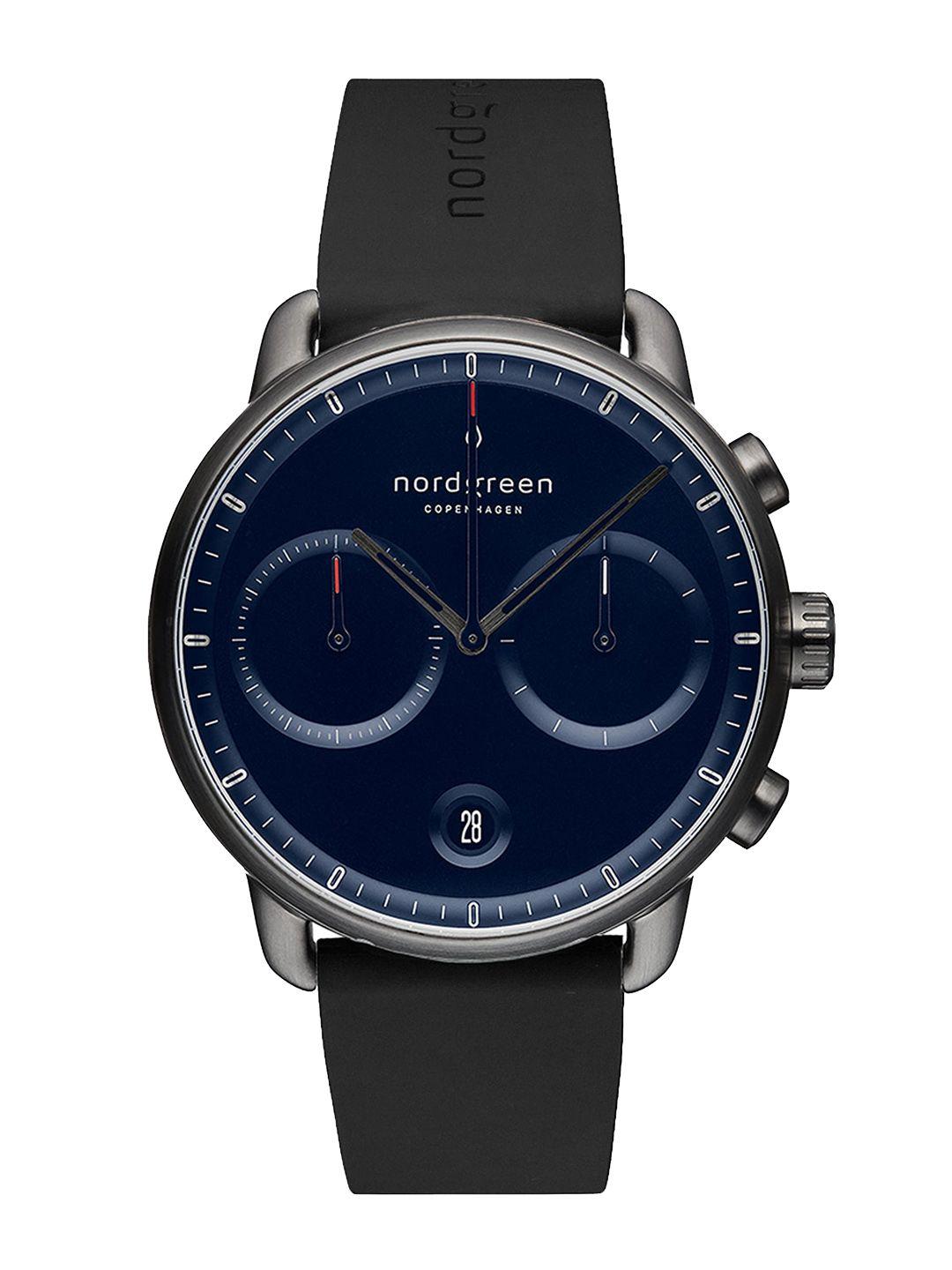 nordgreen men navy blue dial & black straps analogue watch 5714205009144