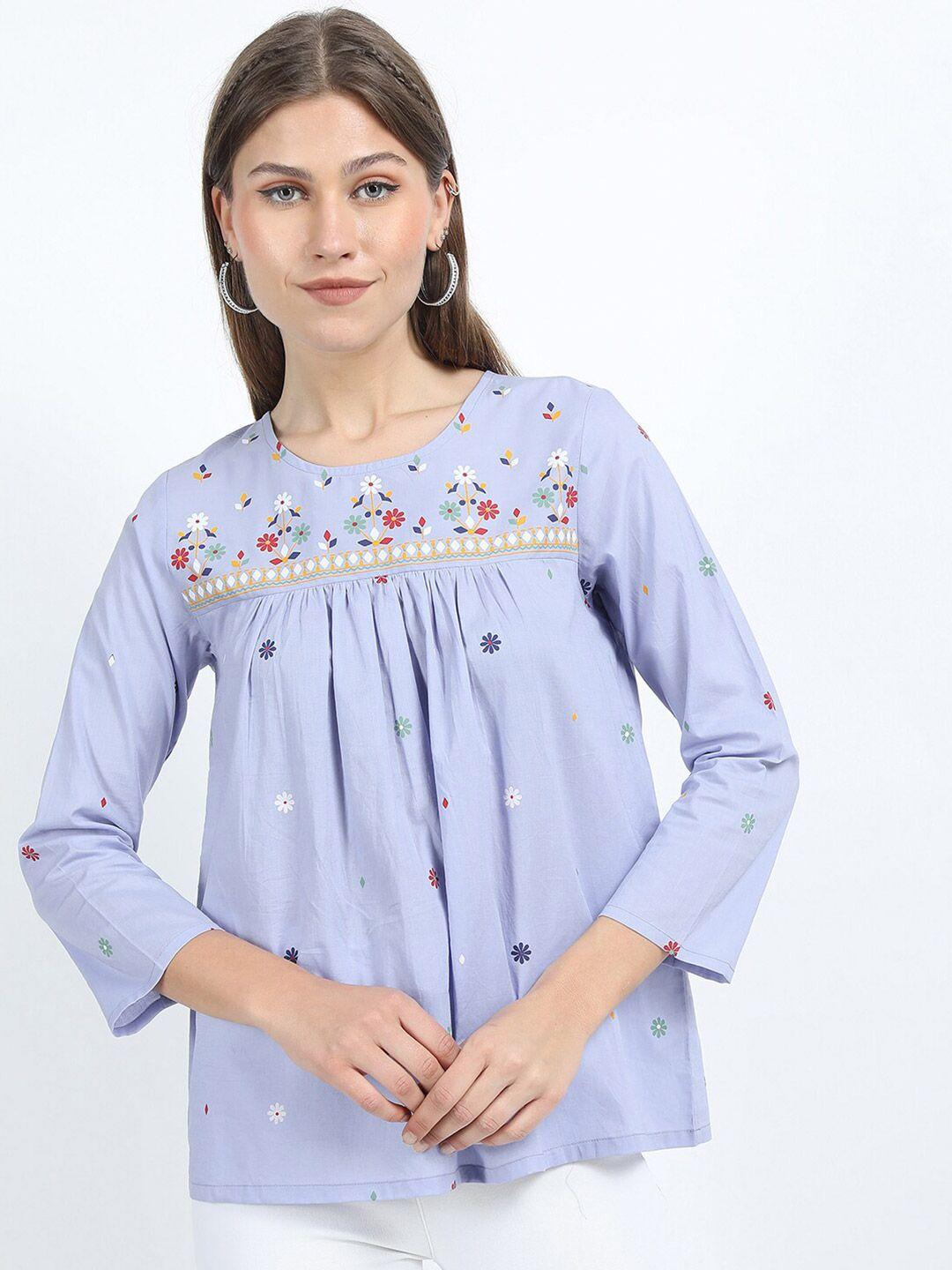 vishudh mauve floral print pure cotton top