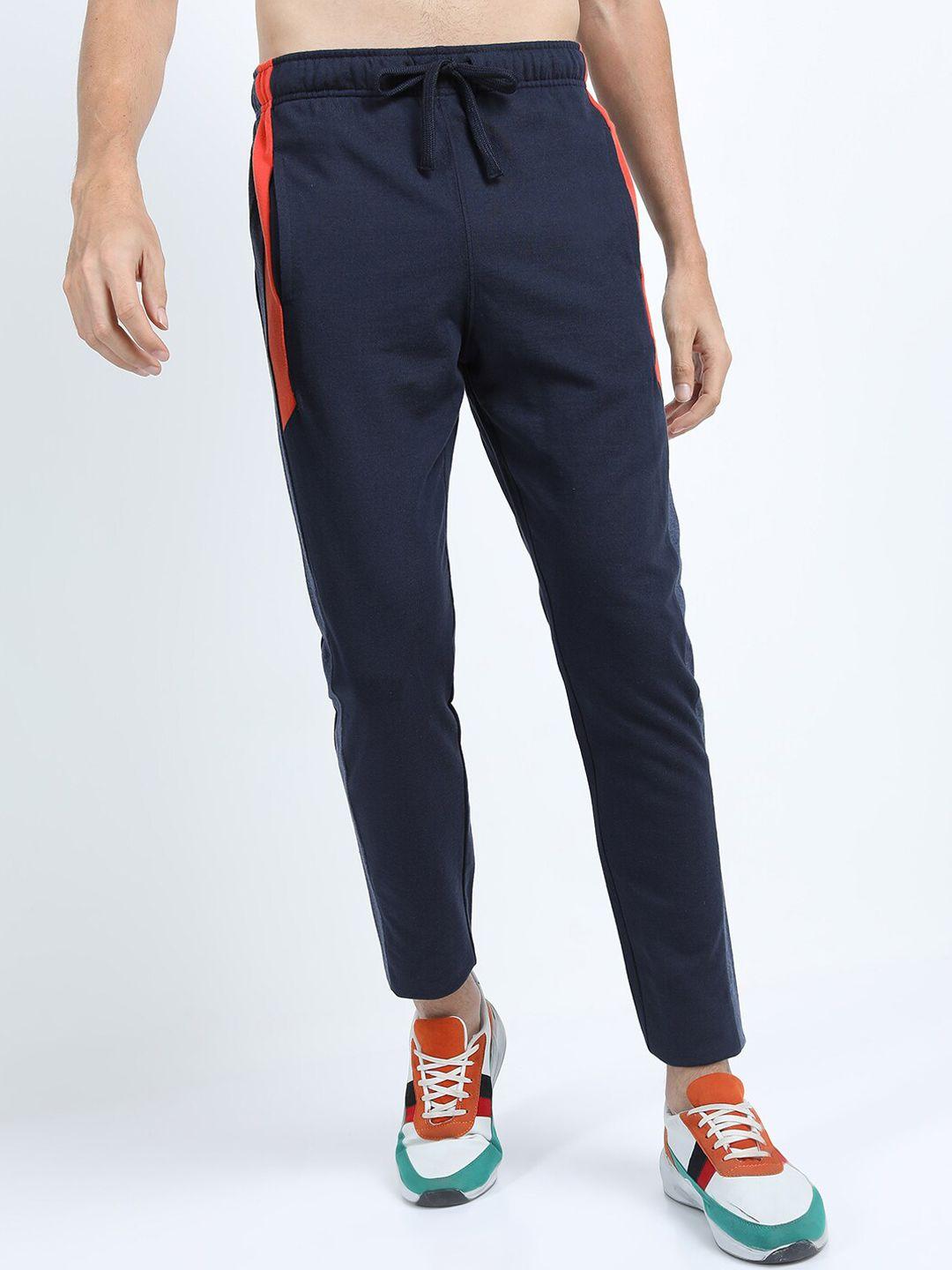 highlander men navy blue solid slim-fit track pants