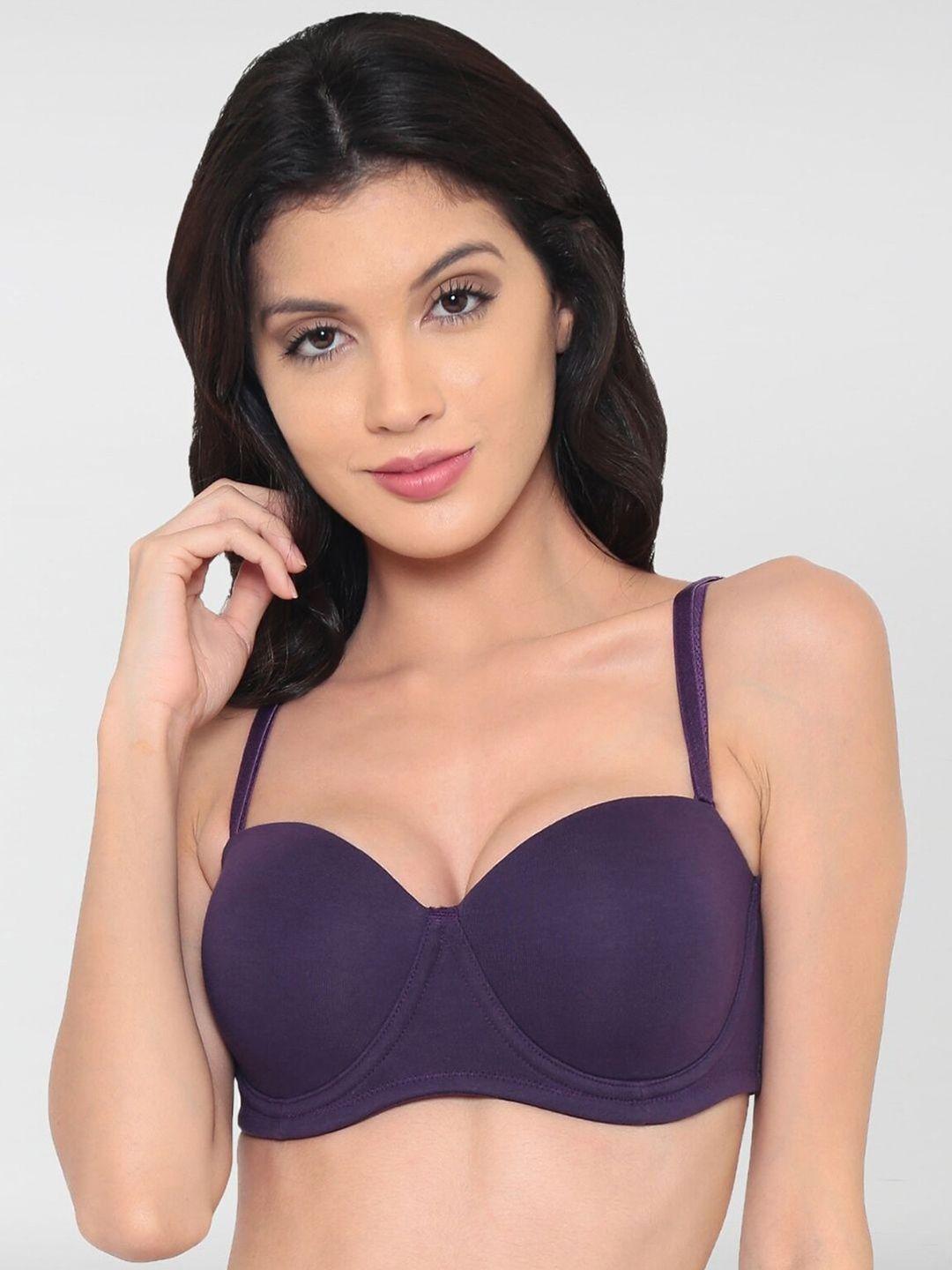 laavian women violet padded t-short cotton bra