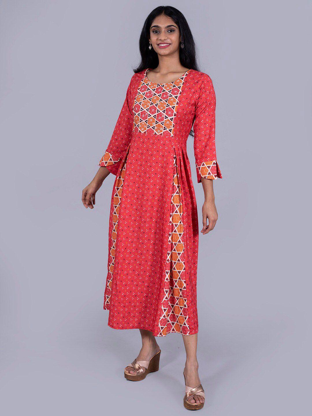 taruni red ethnic motifs ethnic maxi dress