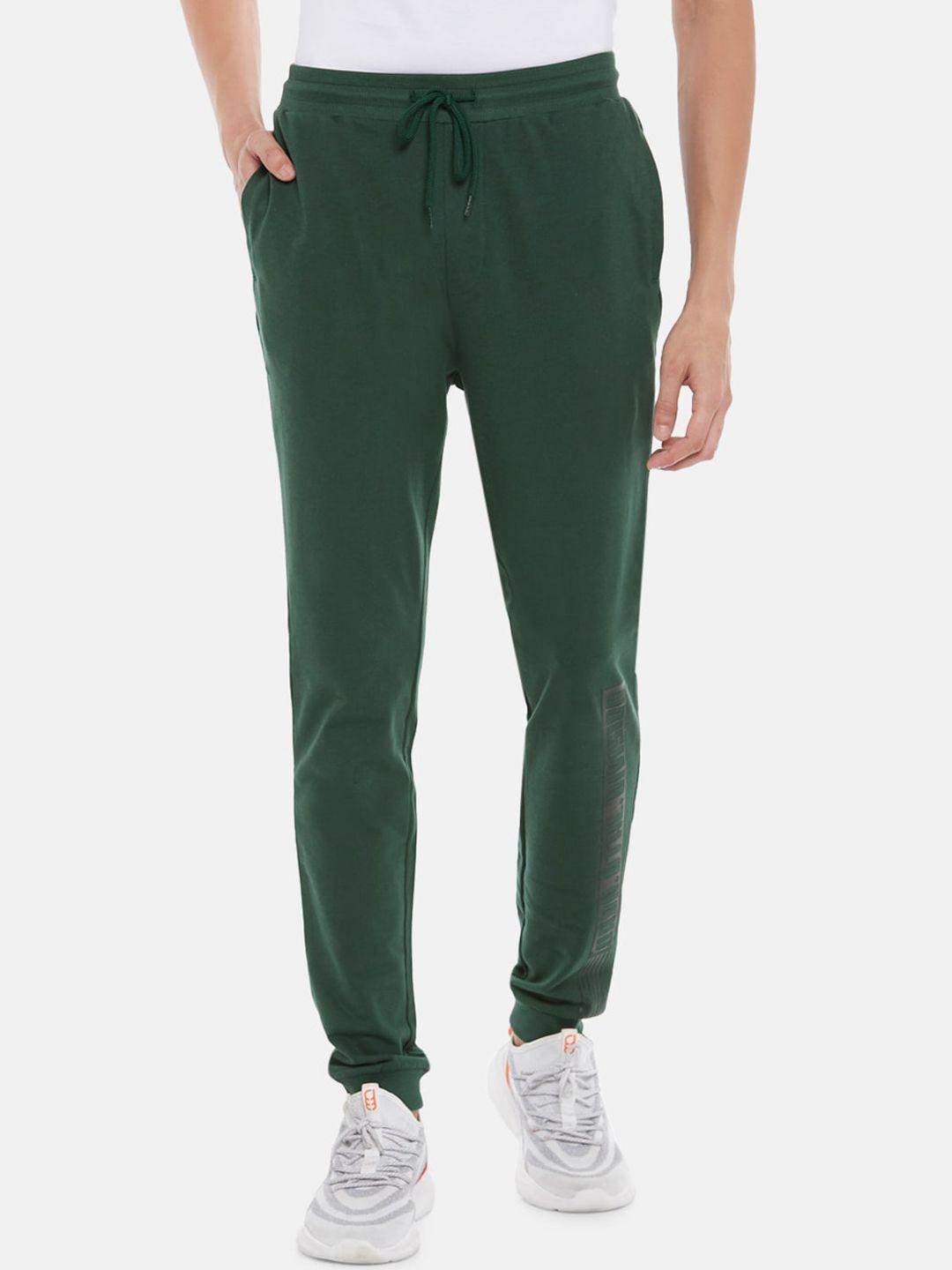 ajile by pantaloons men green solid slim-fit pure cotton joggers