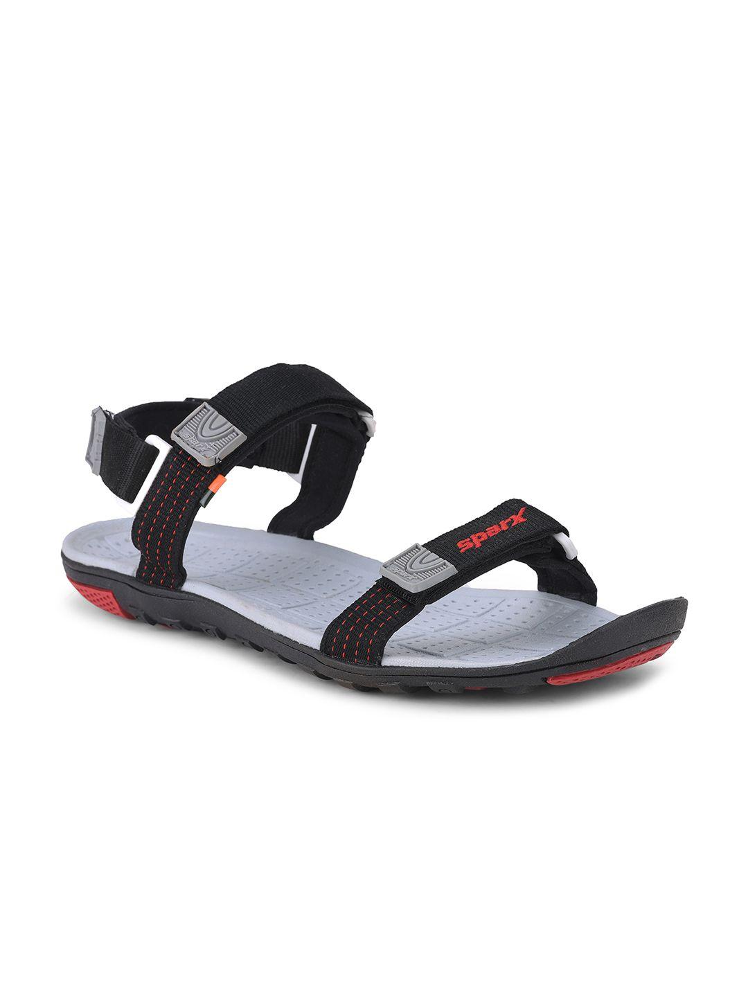 sparx men black & red woven design floater sports sandals