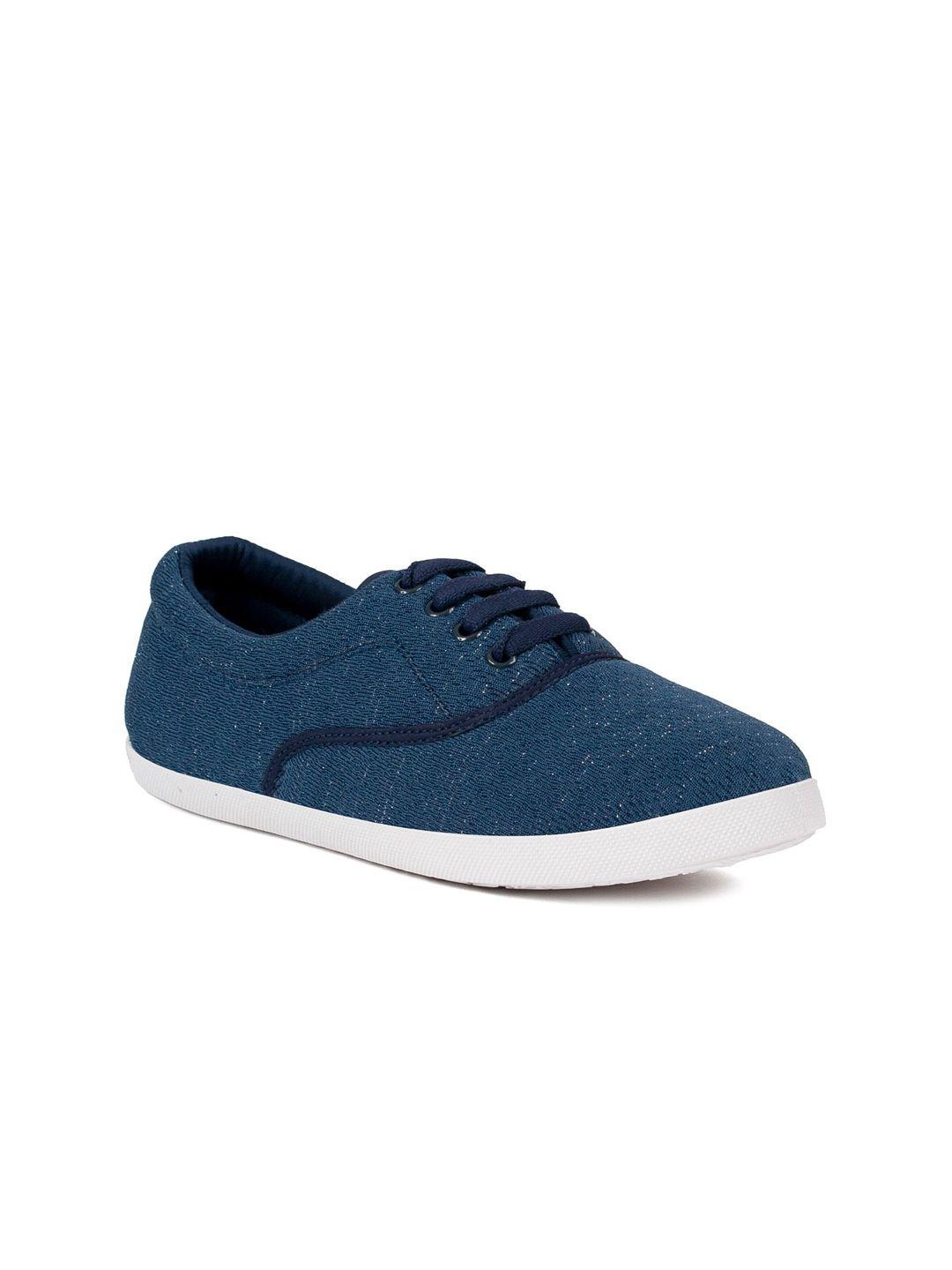 asian women navy blue textured sneakers