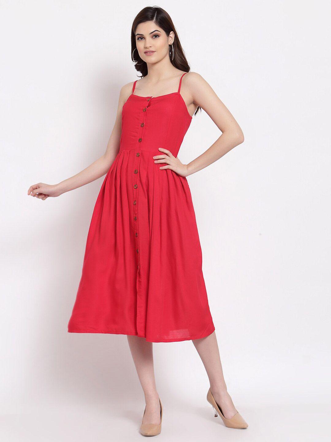 altiven red a-line midi dress