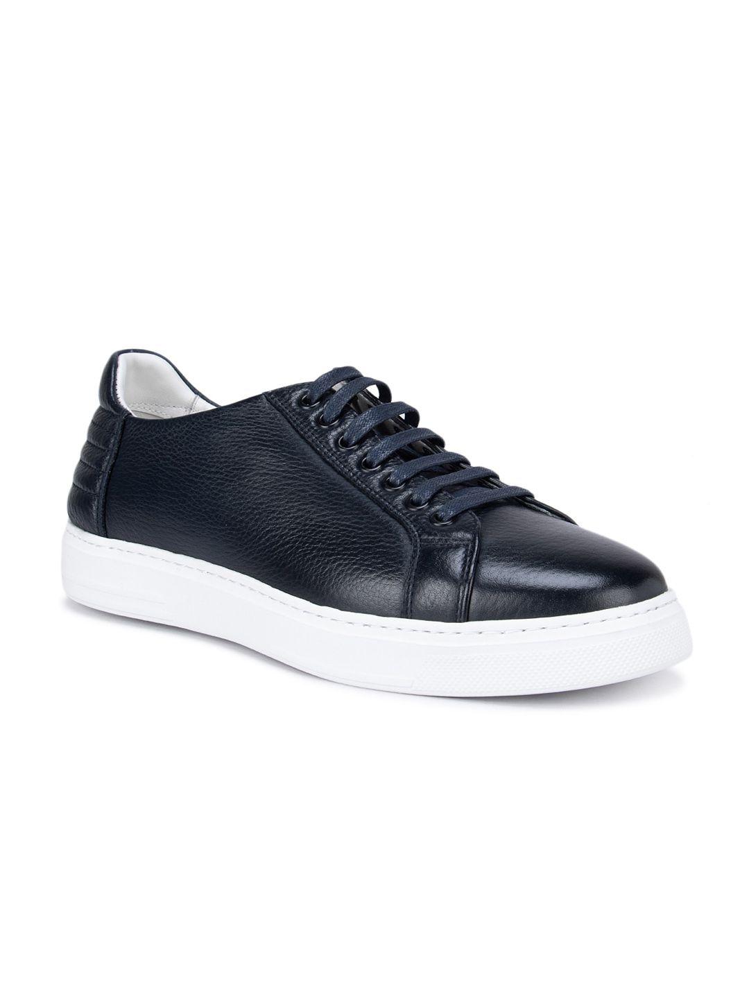 rosso brunello men navy blue leather lightweight sneakers