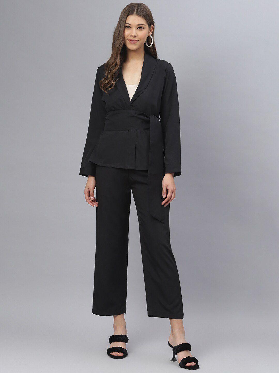 deebaco women black solid co-ord set