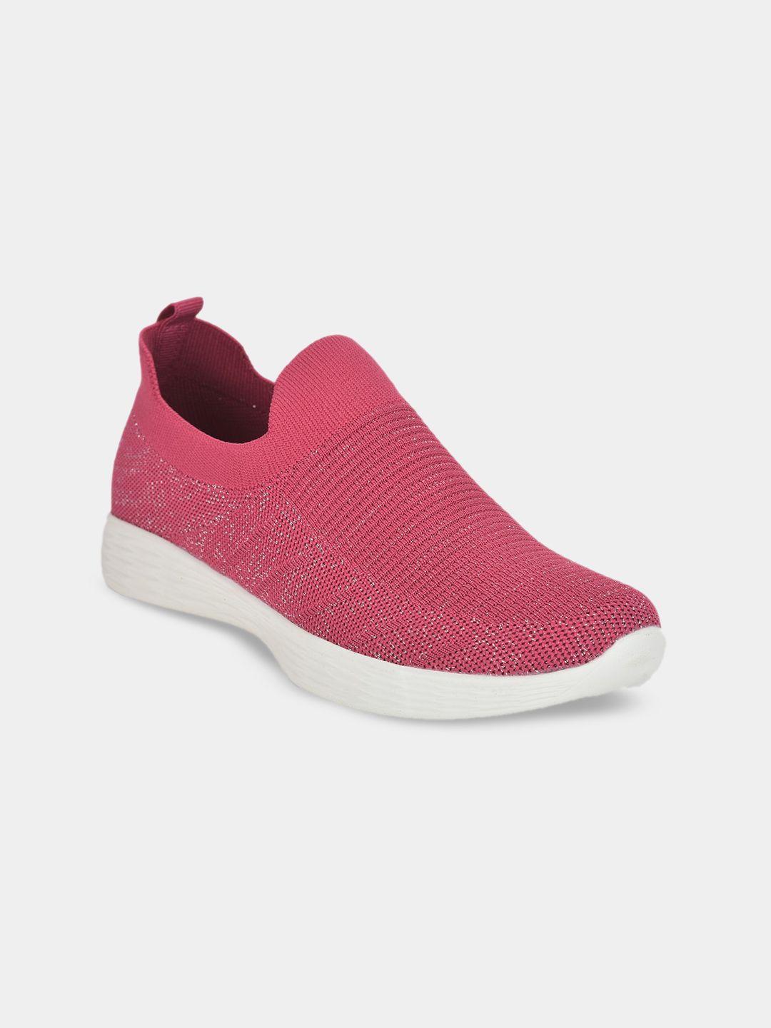 aqualite women pink woven design slip-on sneakers