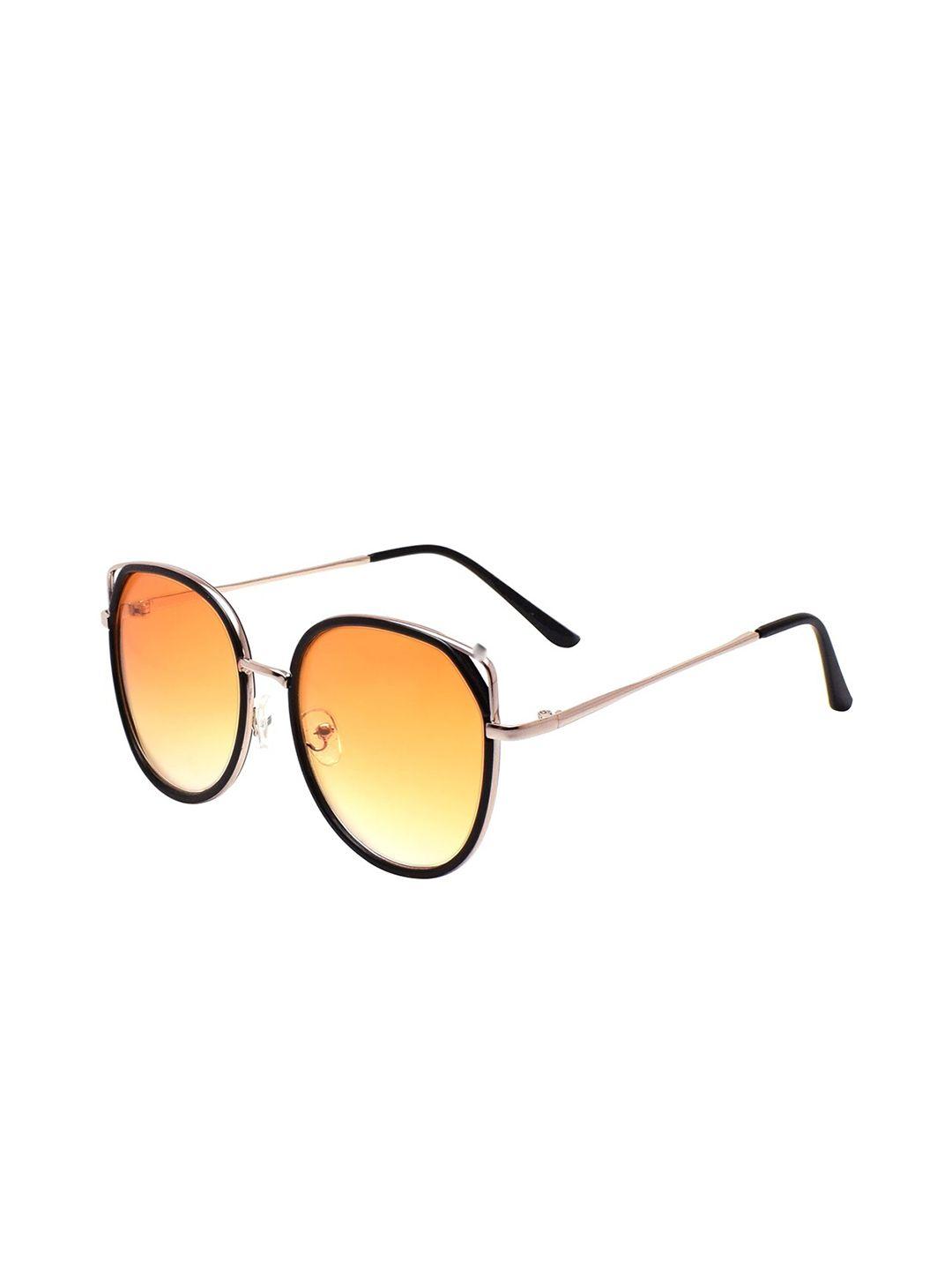 peter jones eyewear orange lens & black round sunglasses with uv protected lens rd012og