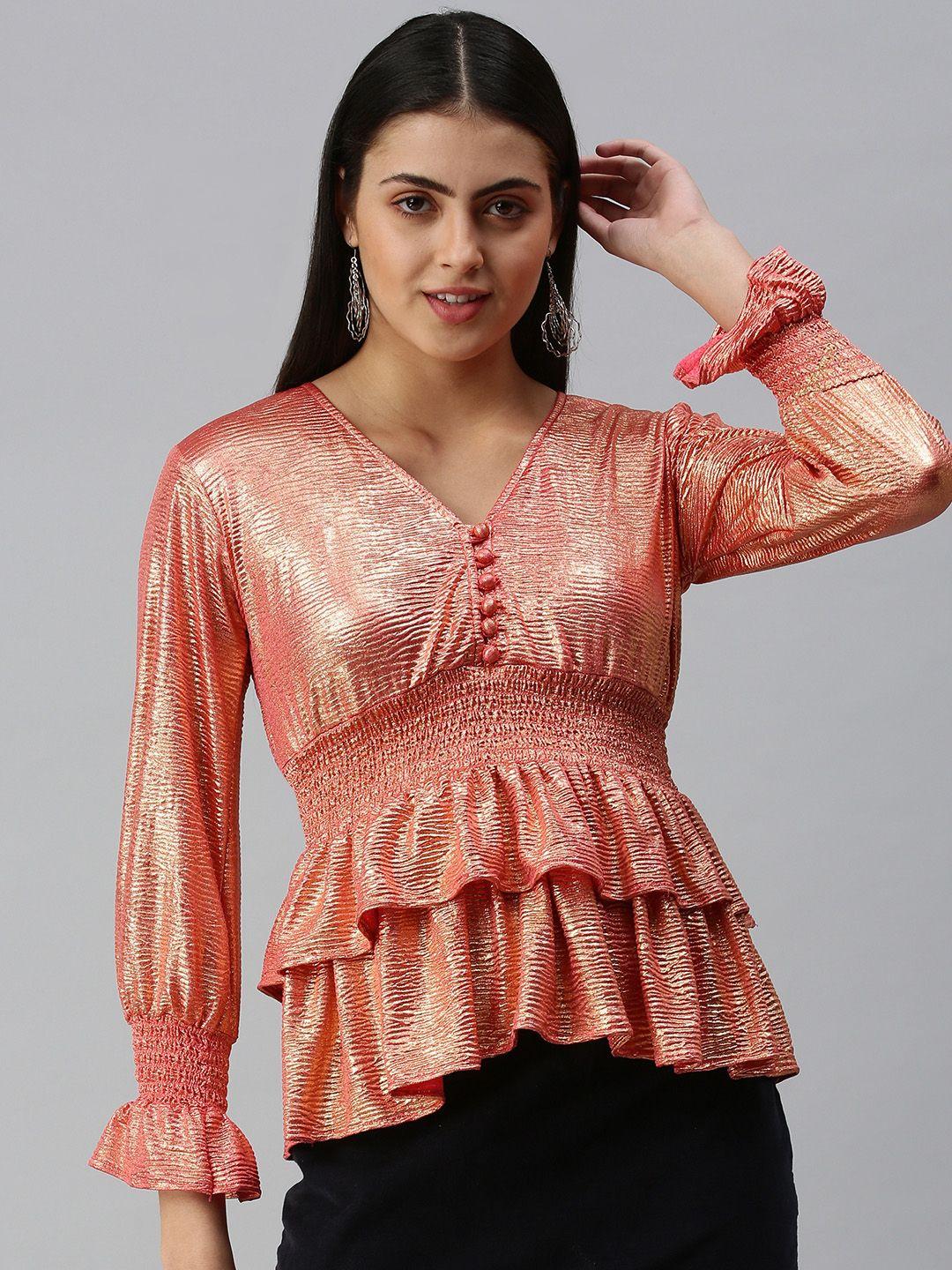 showoff copper-toned solid empire top