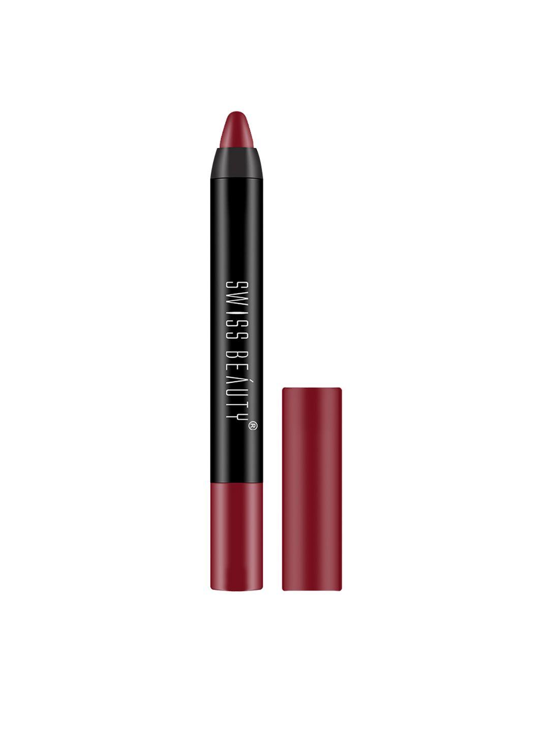 swiss beauty non transfer matte crayon lipstick - bloodshot maroon