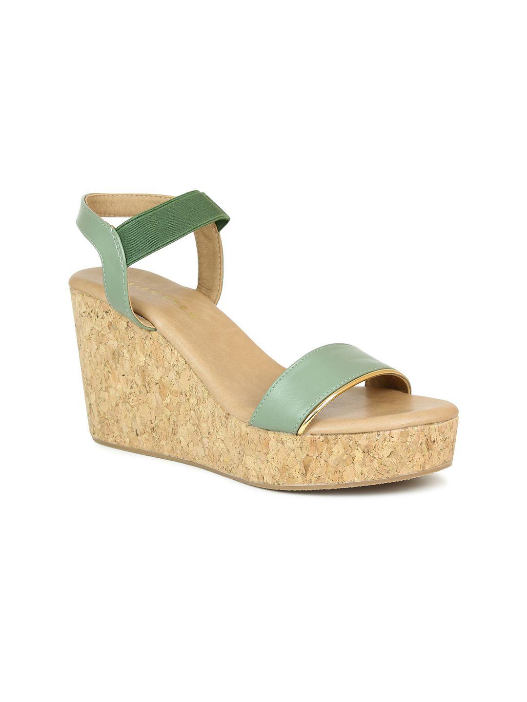 design crew women green wedge heels