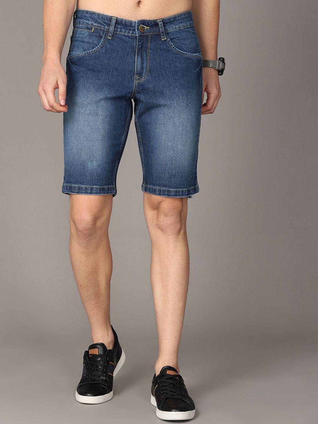 jean cafe men blue washed slim fit denim shorts