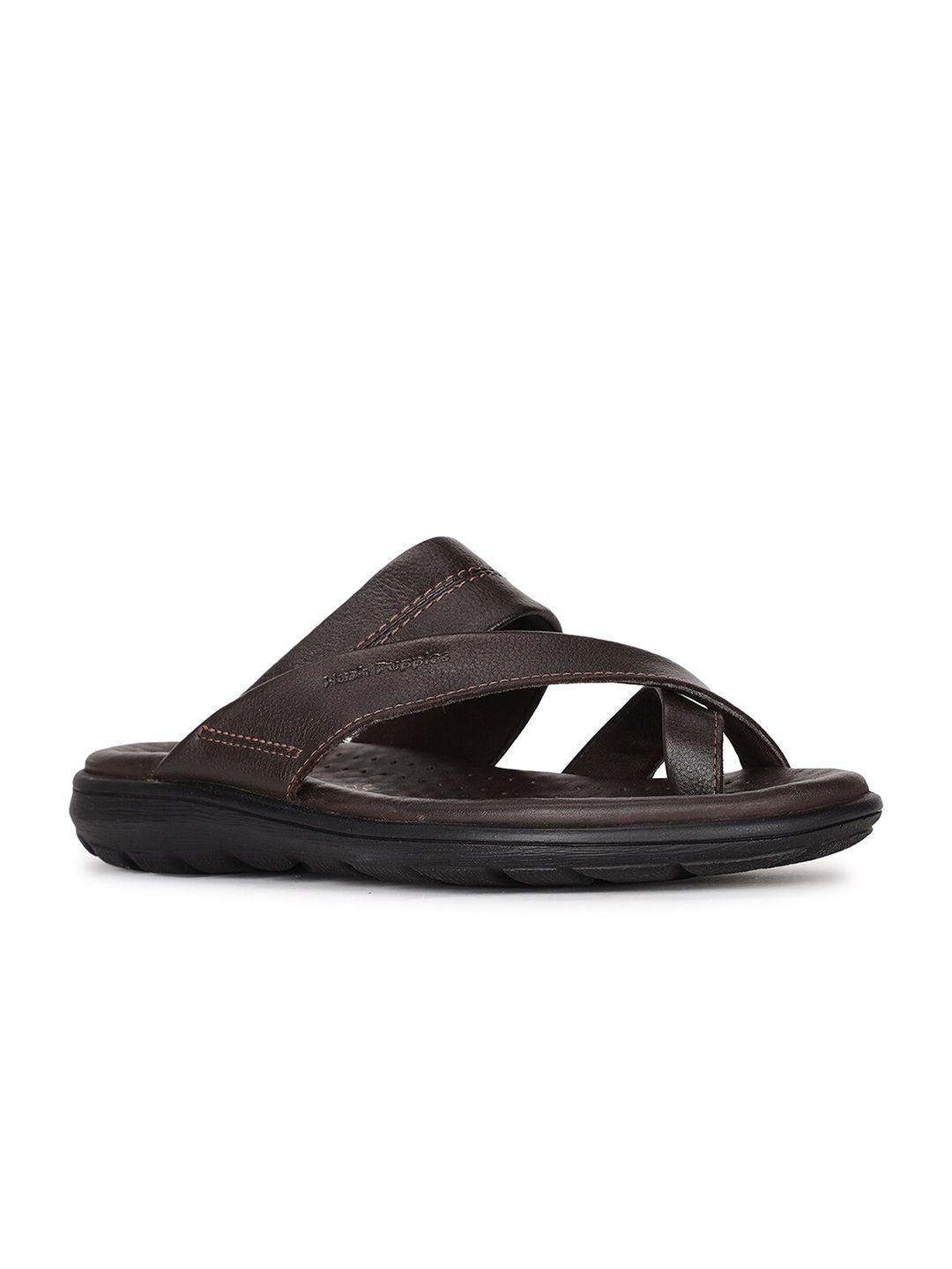 hush puppies men brown leather comfort sandals