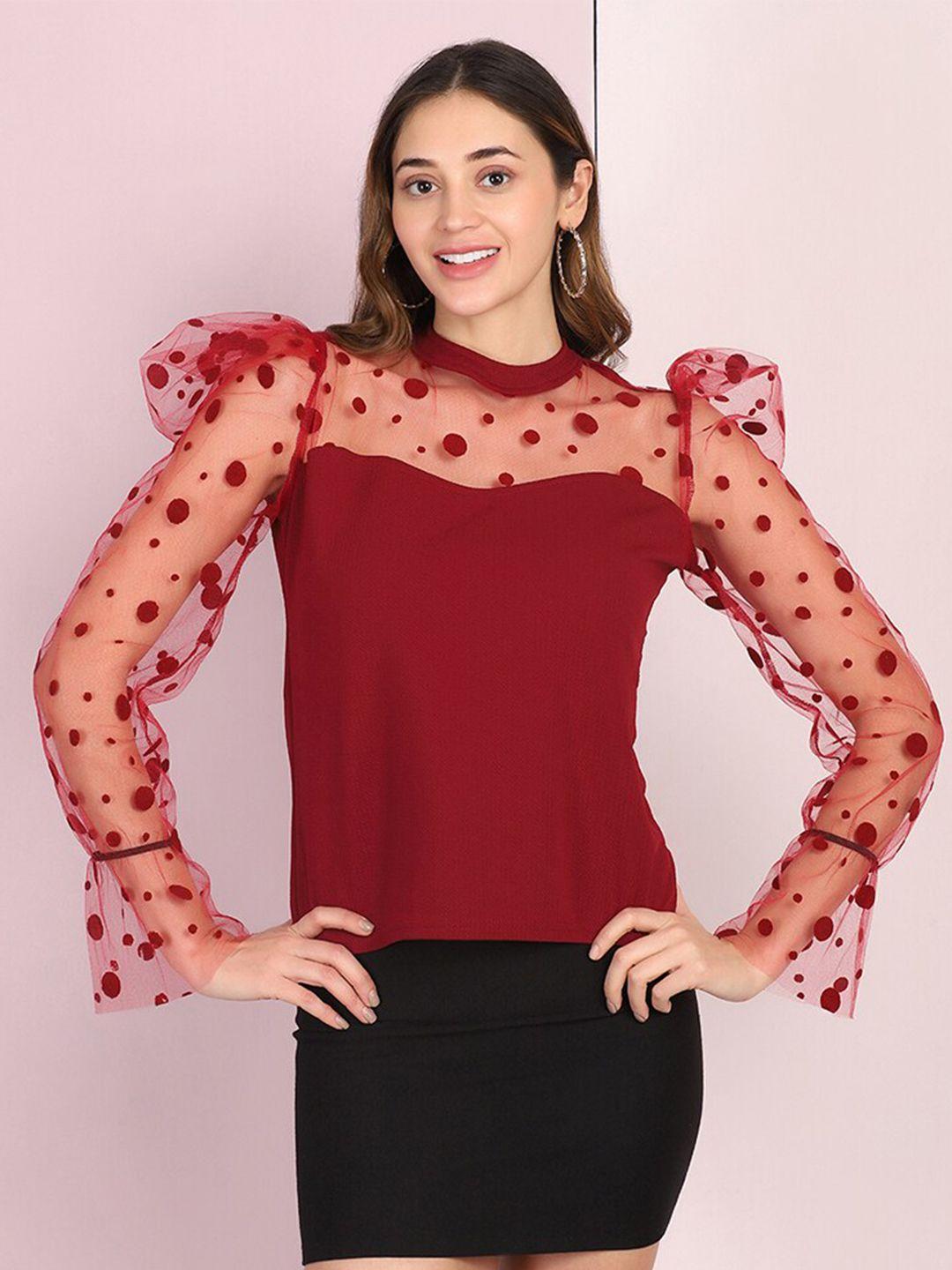 buy new trend maroon lace top