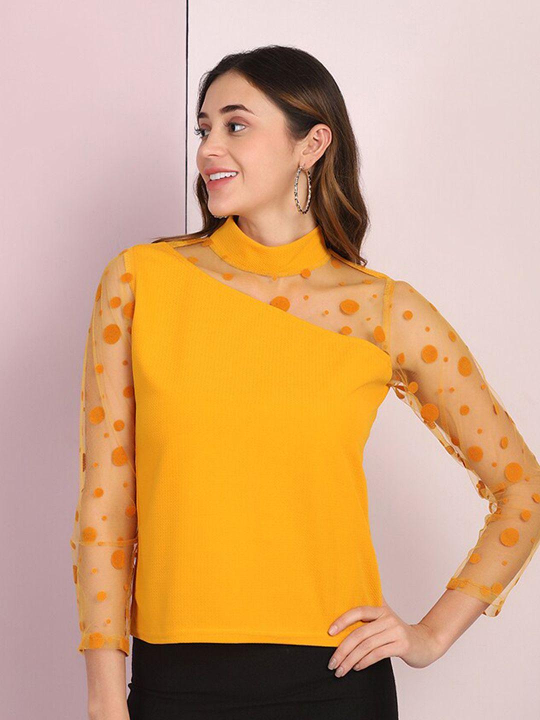 buy new trend yellow sheer top