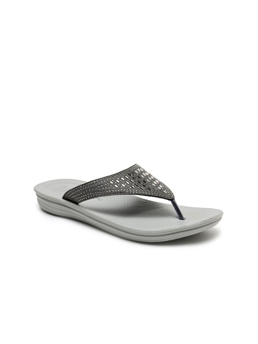 da naturo italy women grey embellished thong flip-flops