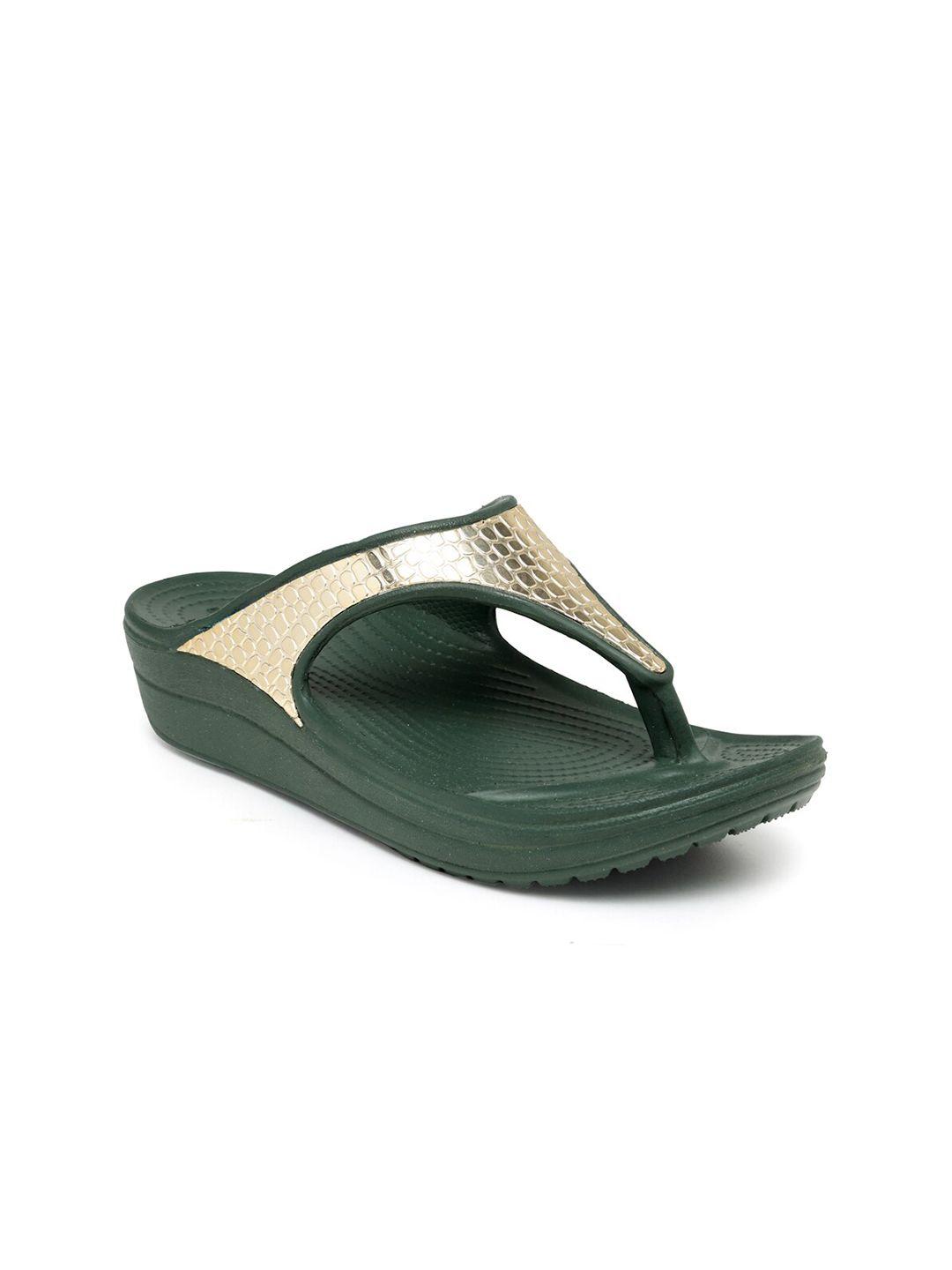 da naturo italy women green embellished rubber thong flip-flops