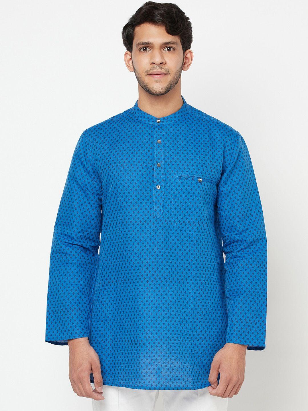 fabindia men blue geometric printed kurta