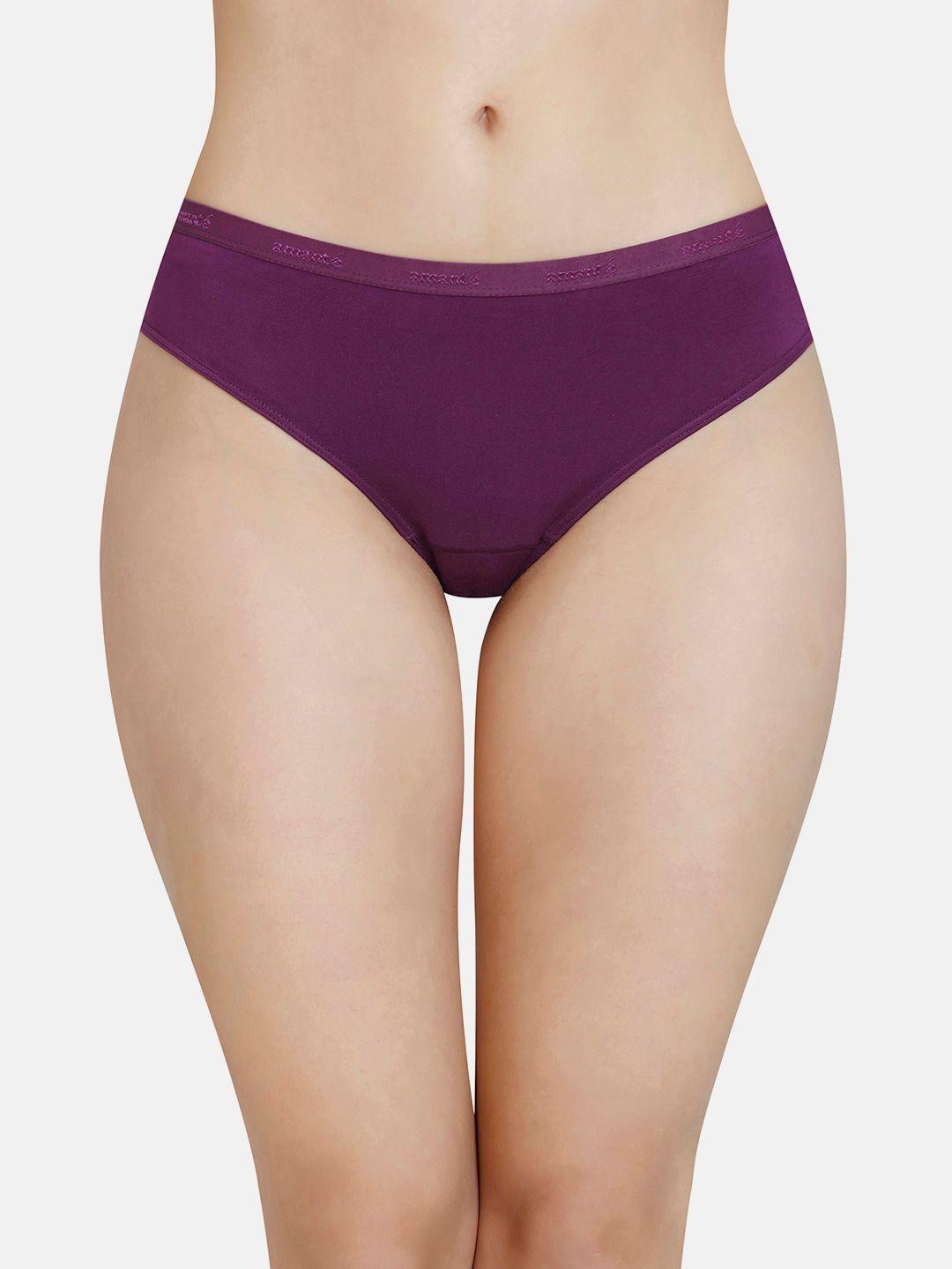 amante women violet solid bikini briefs