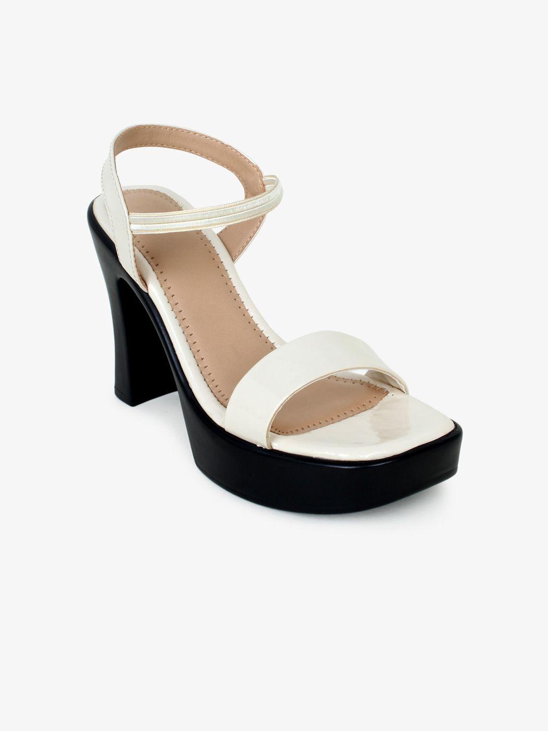 glitzy galz cream-coloured colourblocked block sandals