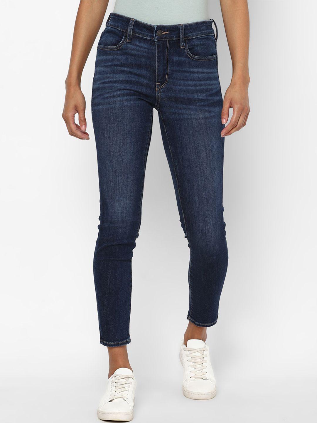 american eagle outfitters women blue low-rise light fade jeans