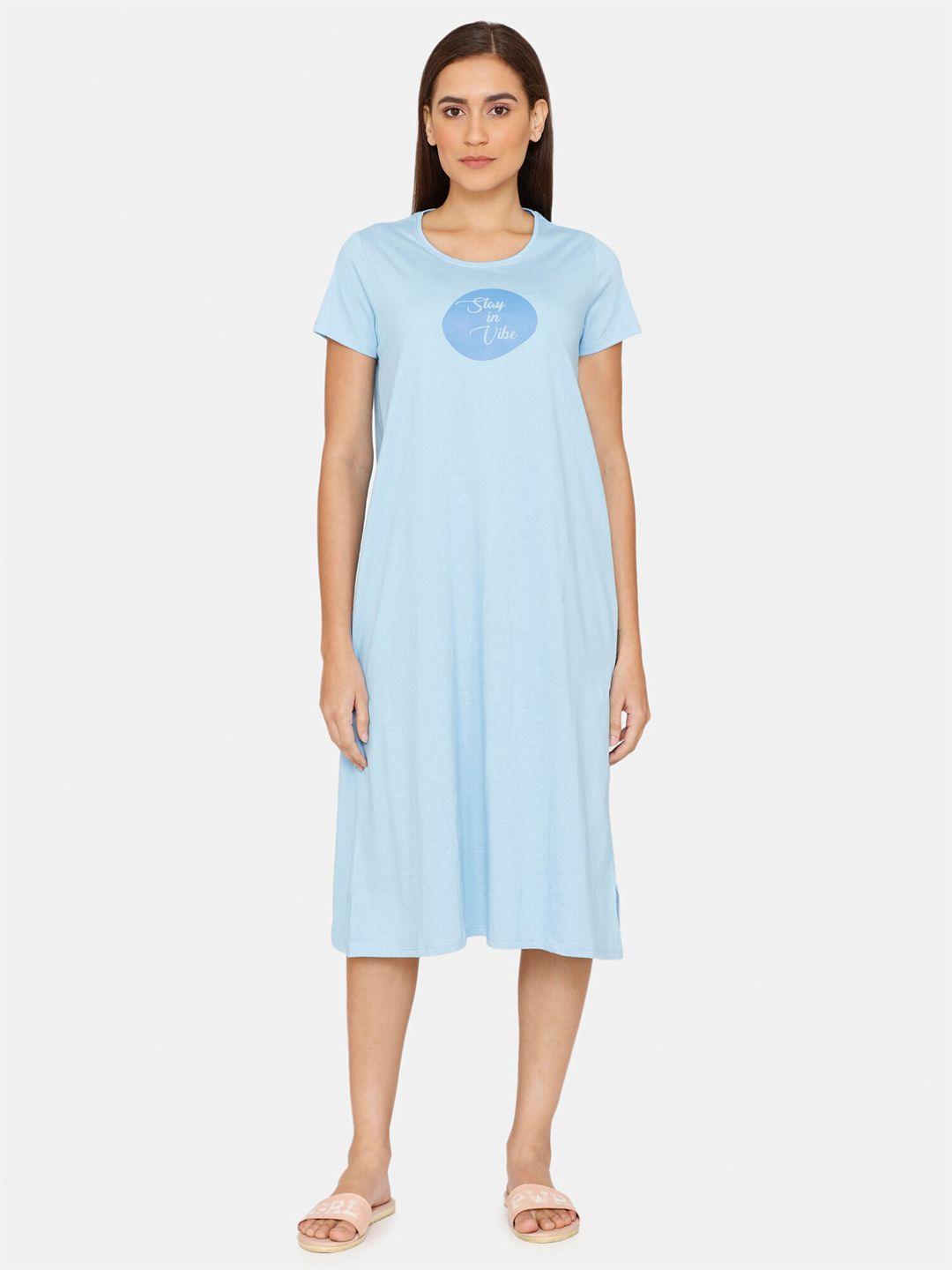 rosaline by zivame blue solid nightdress