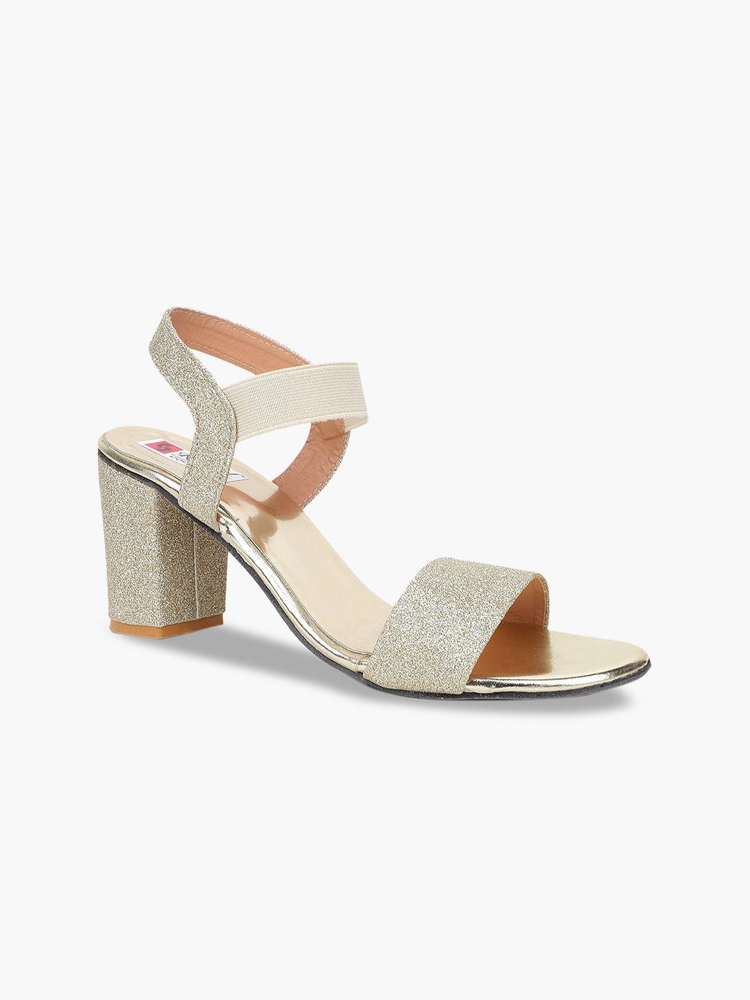 glitzy galz gold-toned textured block sandals