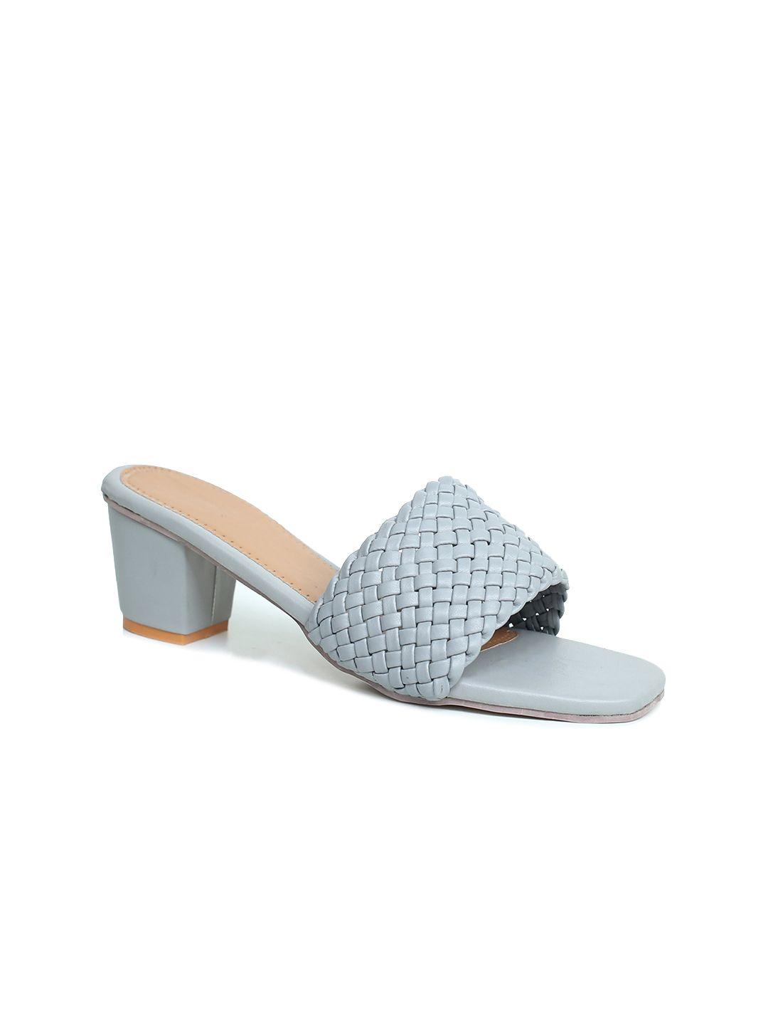 glitzy galz grey textured block sandals